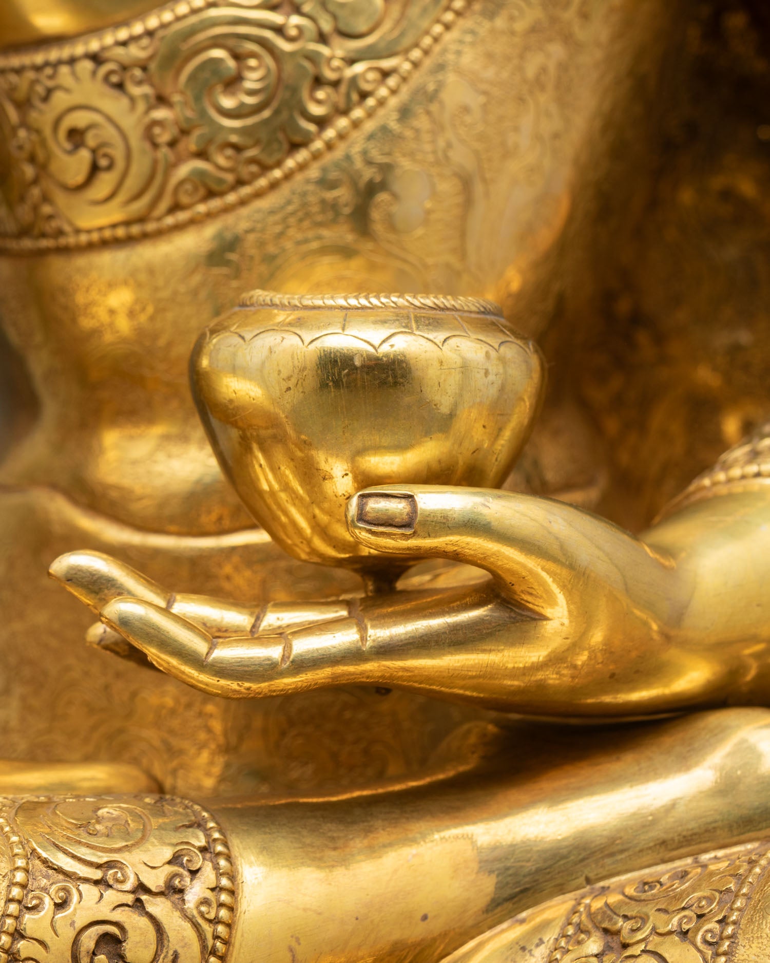 Three Buddha Set | Gold Fire-Gilded Copper Figures from Nepal