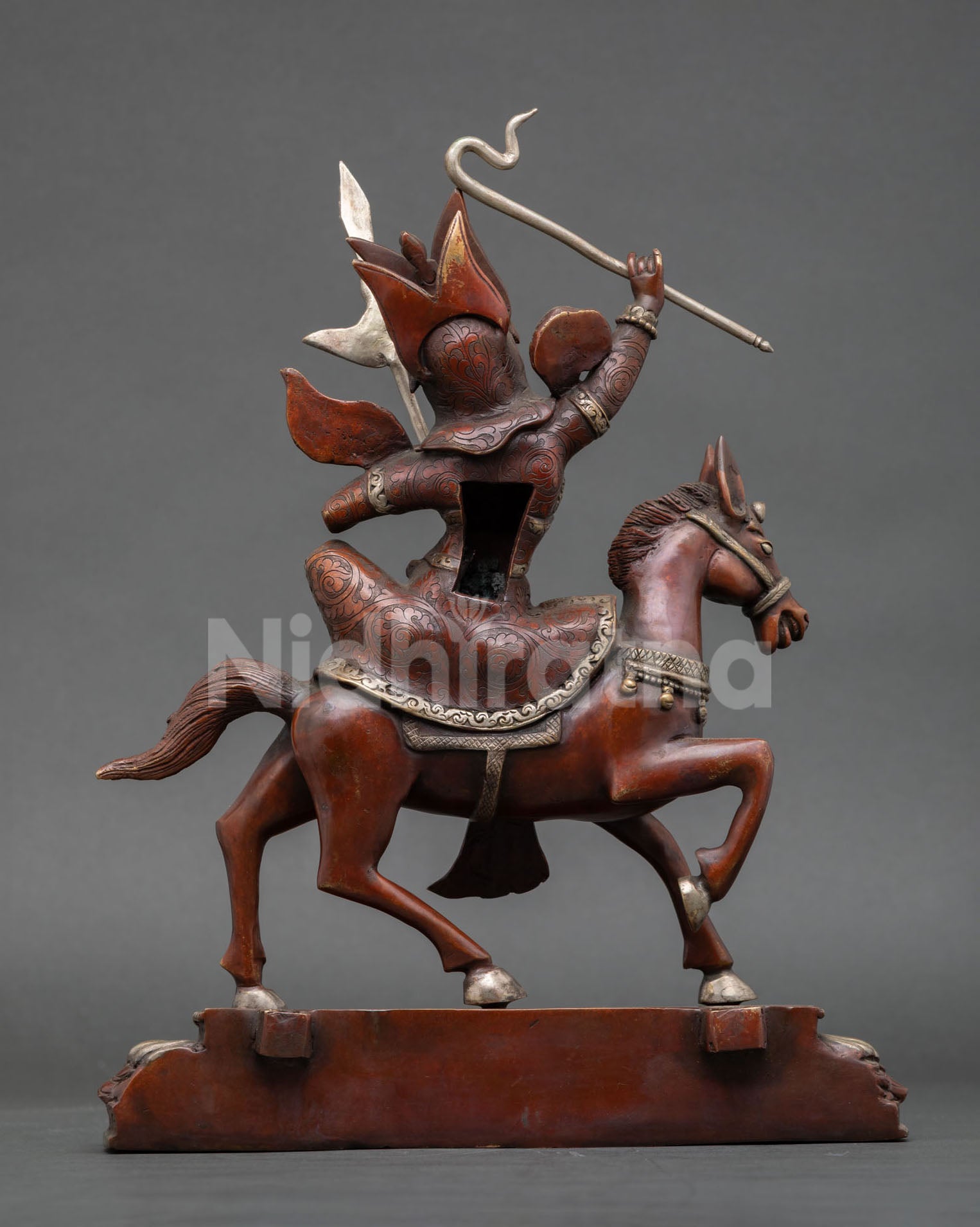 King Gesar of Ling – Oxidized Copper Buddhist Warrior Statue