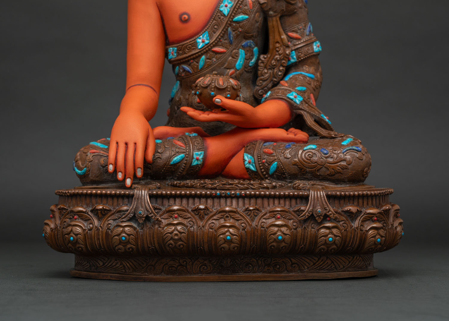 Vibrant Shakyamuni Buddha Statue | Oxidized Copper Buddhist Figurine
