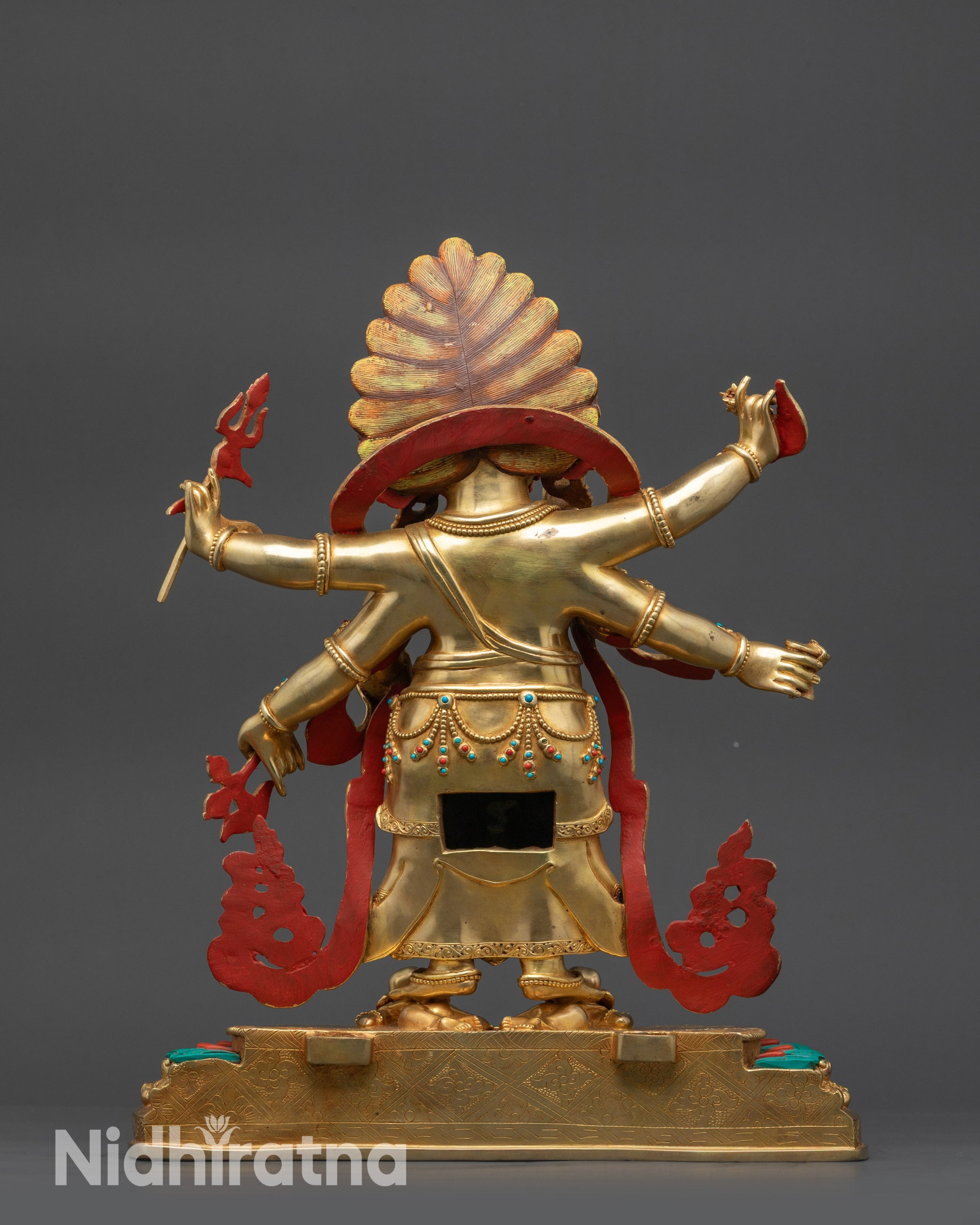 Wrathful White Six-Armed Mahakala Sculpture | Buddhist Guardian Statue