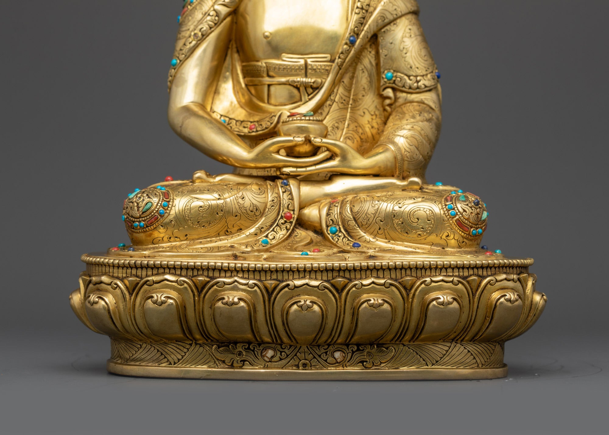 Traditional Amitabha Buddha Statue with Lotus Throne