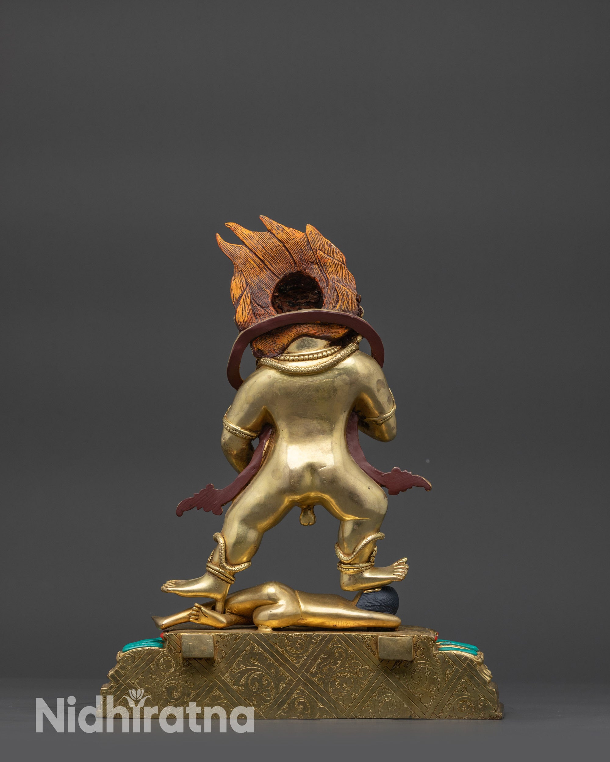 Exquisite 24K Gold-Gilded Black Dzambhala Statue | Deity of Wealth