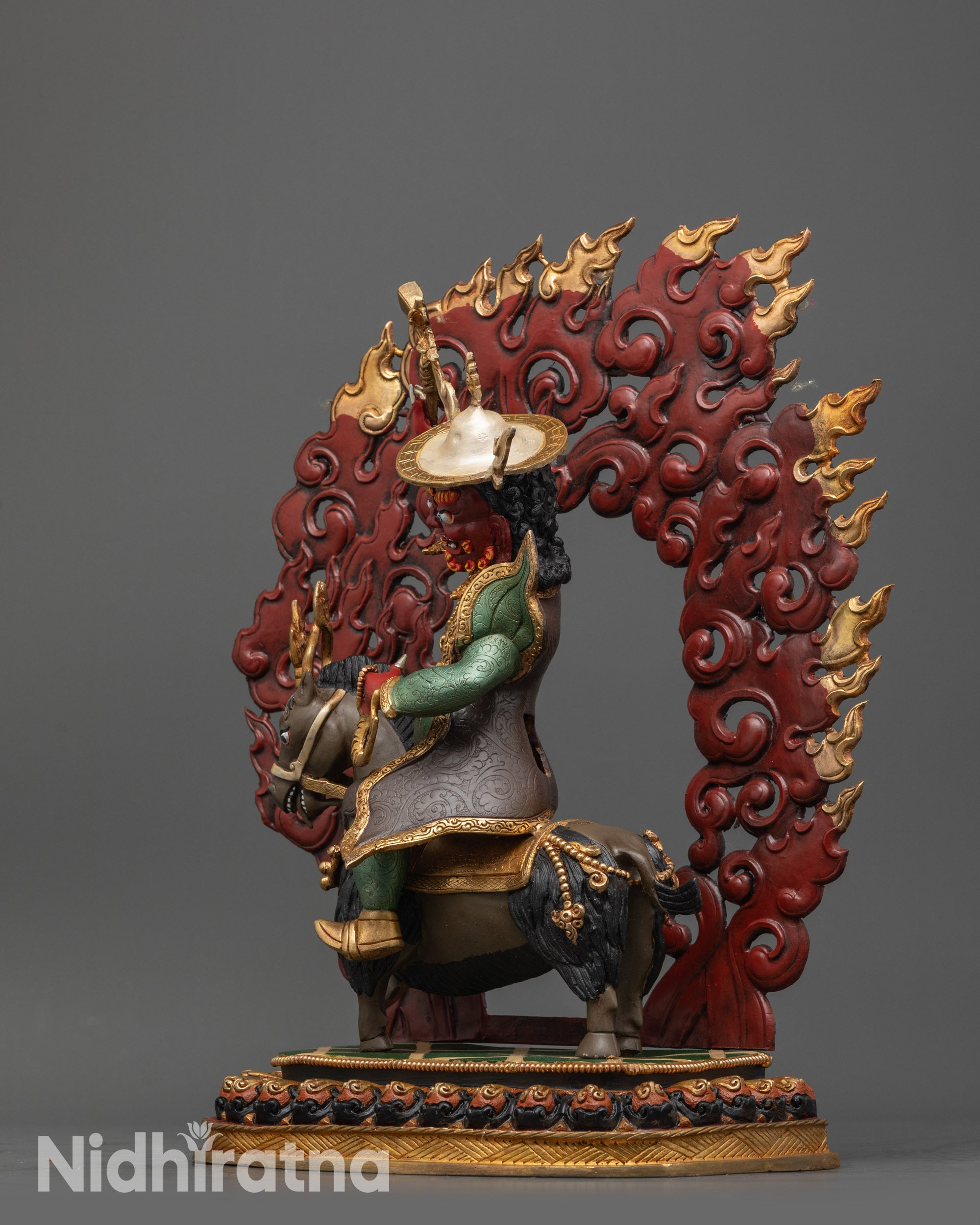 Damchen Garwa Nagpo Statue | Himalayan Wrathful Protector Deity