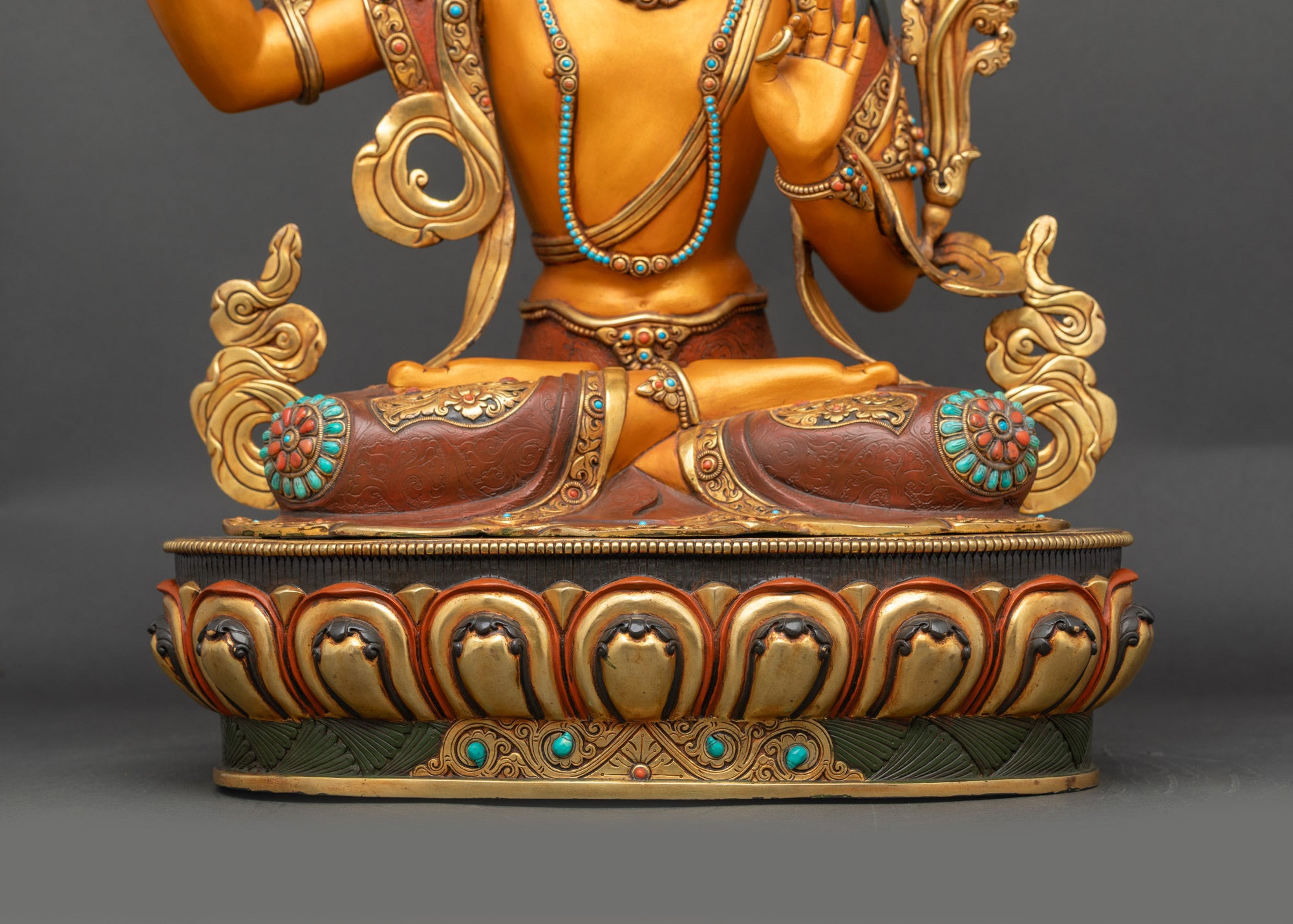 Colourful Manjushri Statue | Exquisitely Handpainted Buddhist Figurine