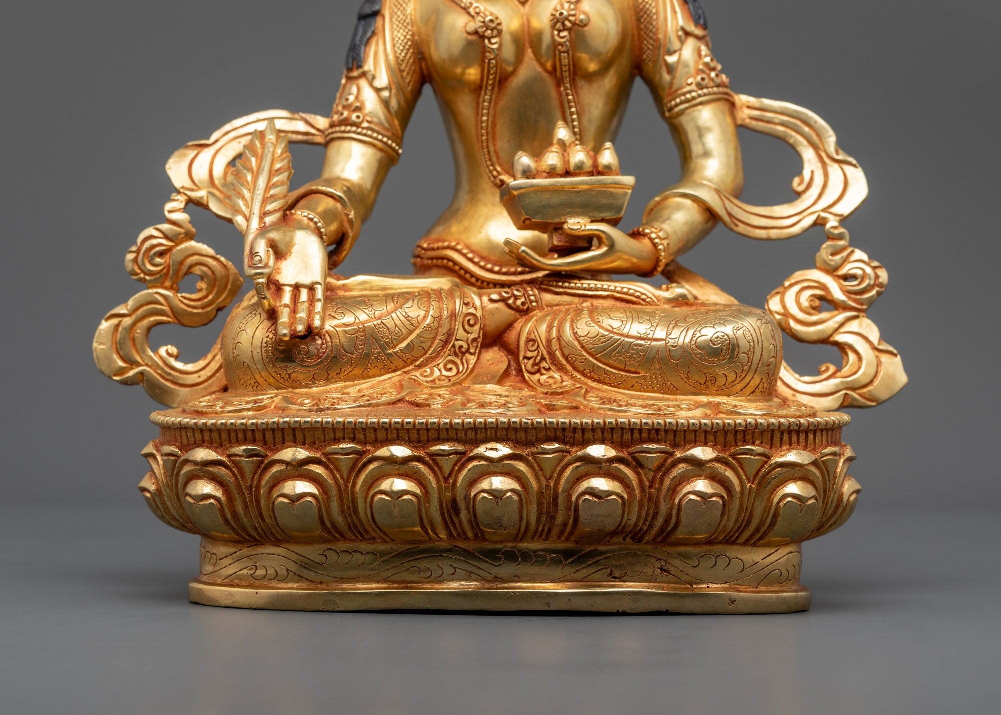 Gold-Gilded Ksitigarbha Statue | Traditional Buddhist Art from Nepal