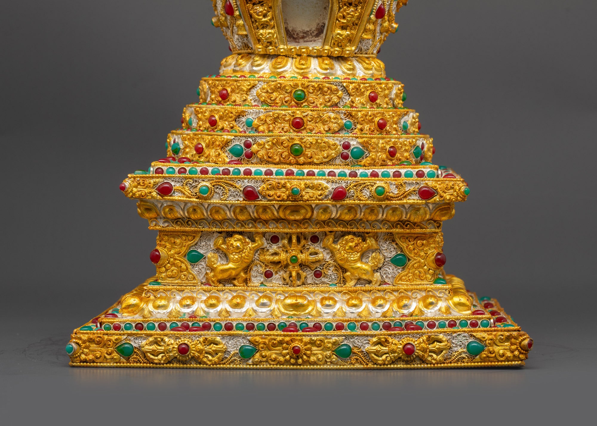 Religious Tibetan Golden Stupa | Handcrafted Buddhist Monument