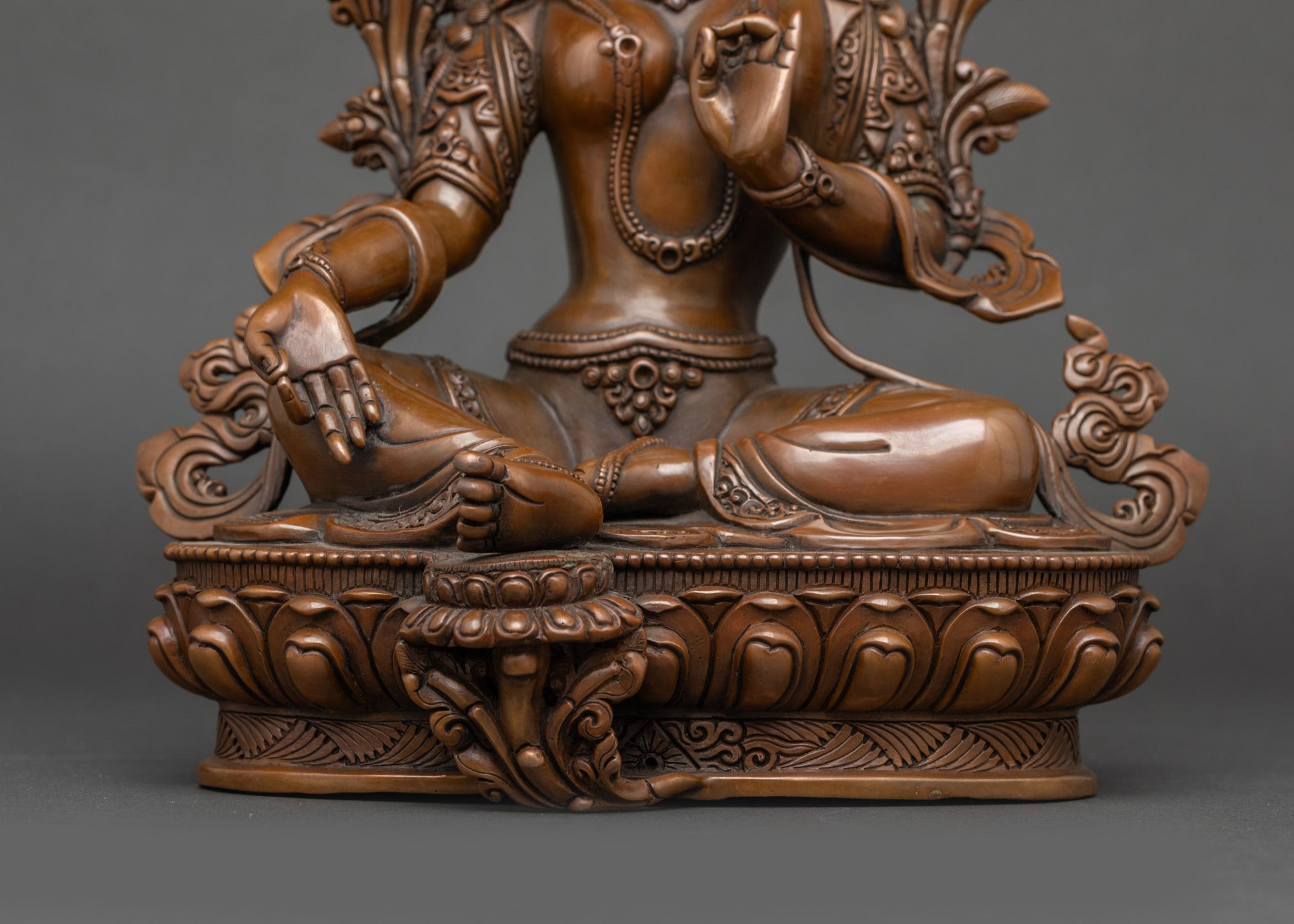 Green Tara Meditation Art | Handcrafted Nepalese Copper Statue
