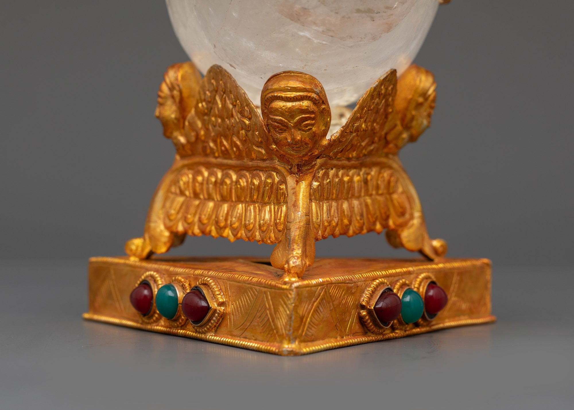 Handcrafted Crystal Skull Cup | Tibetan Kapala for Ritual Offerings