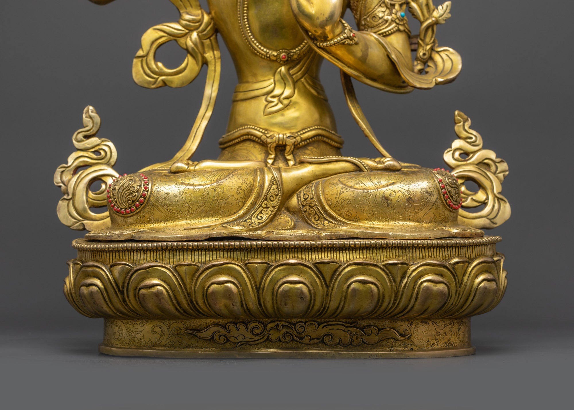 Bodhisattva of Wisdom Manjushri Statue | 24K Fire Gold-Gilded Sculpture