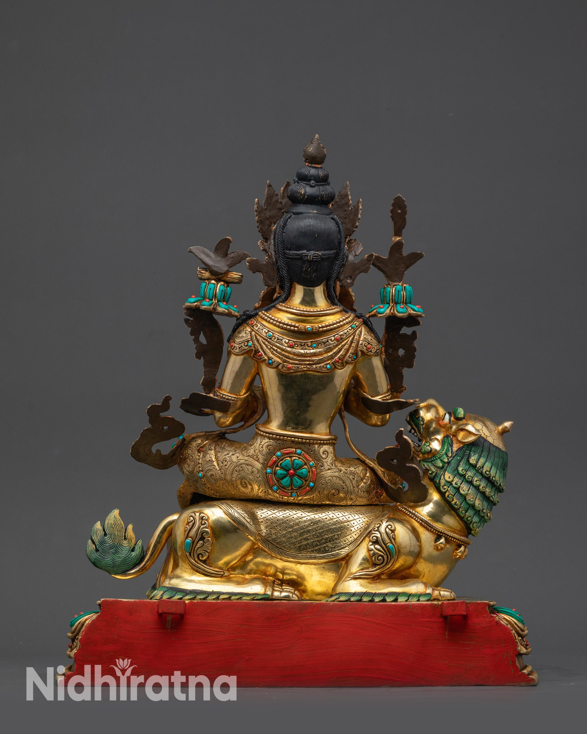 Wisdom-Inspiring Simhada Manjushri Statue | Sacred Tibetan Buddhist Art