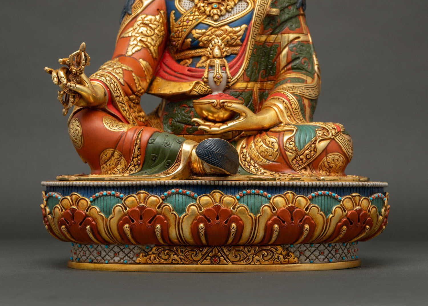 Multi-colored Guru Rinpoche Statue | Buddhist Art from Nepal