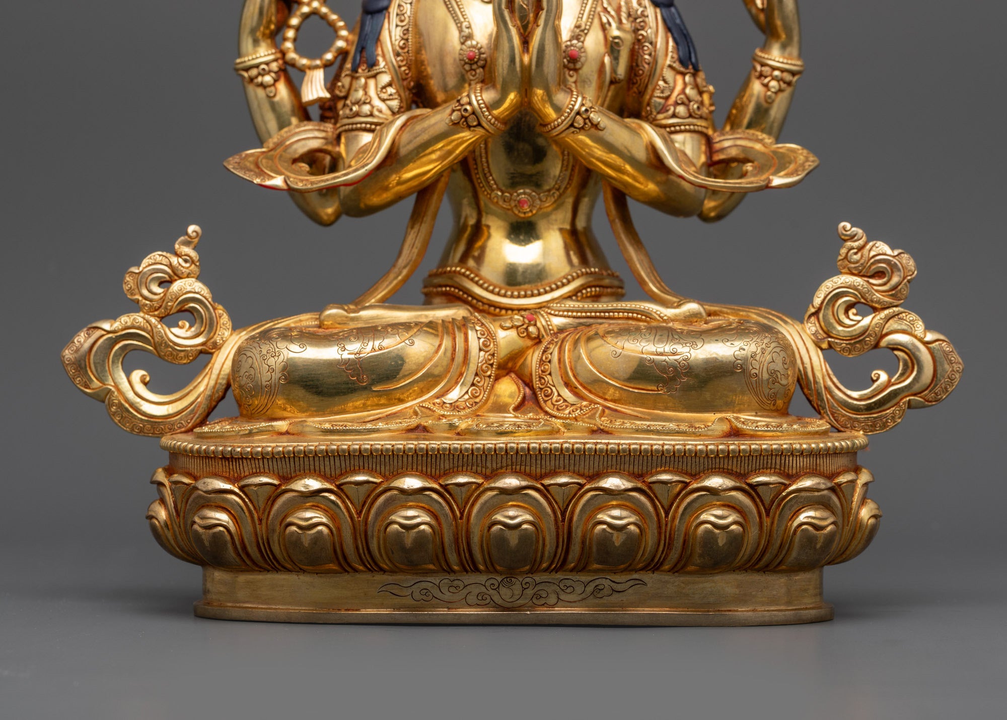 Avalokiteshvara Meditation Statue | 24K Fire Gold-Gilded Sacred Artwork