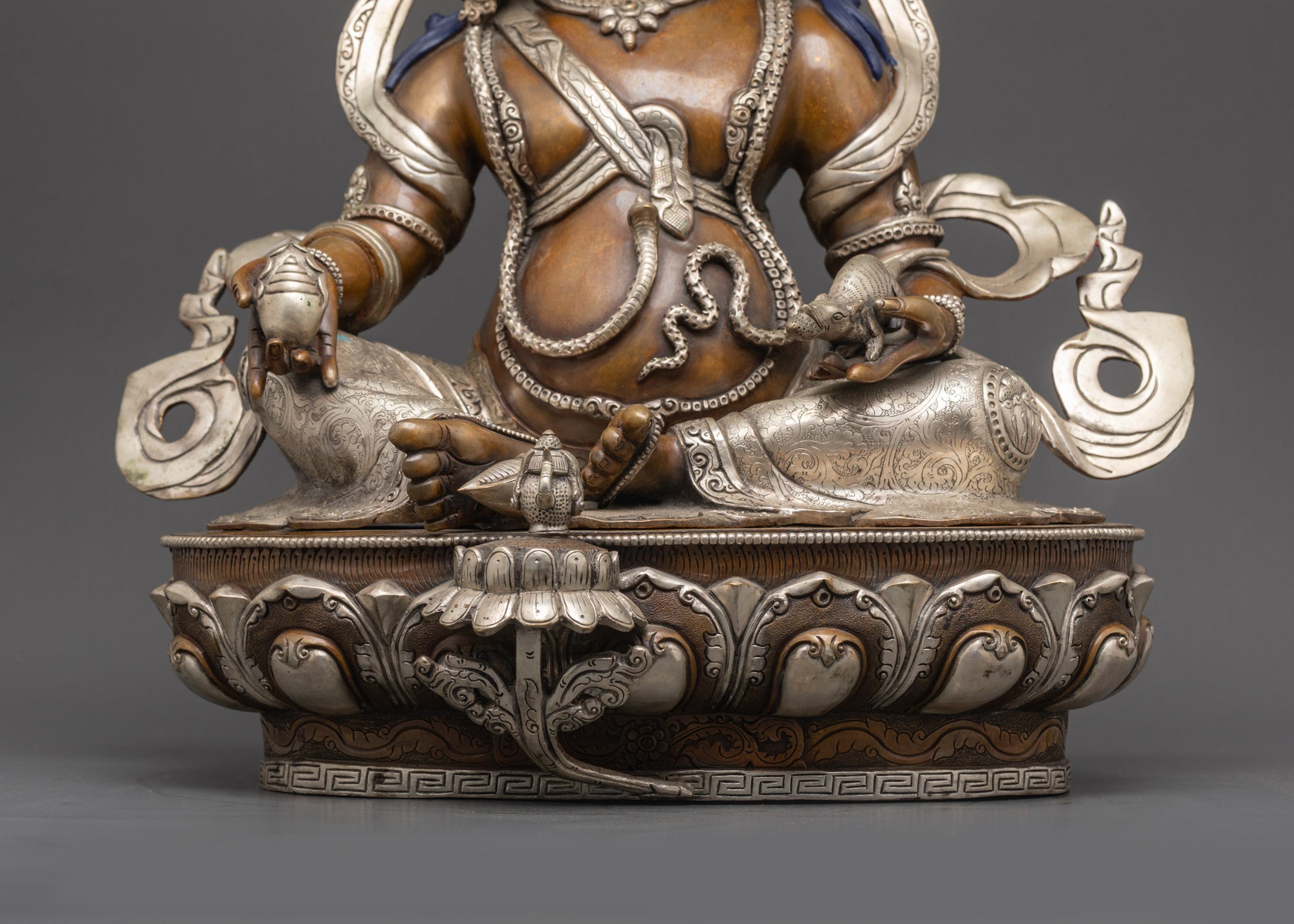 Vajrayana Dzambhala Sculpture | 24K Gold-Gilded Face of Wealth God Jambhala