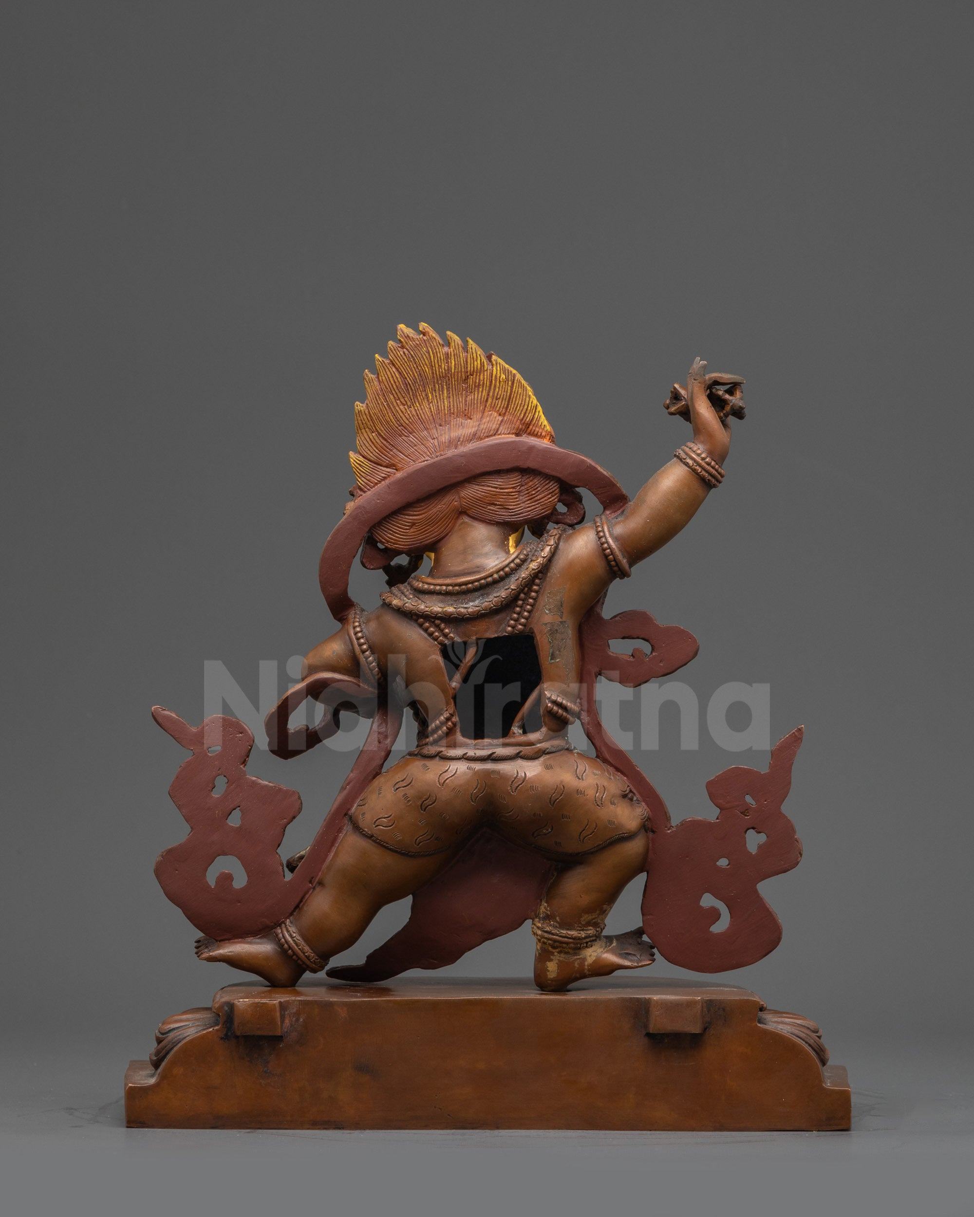 Oxidized Copper Vajrapani Statue | Nepalese Buddhist Guardian Sculpture