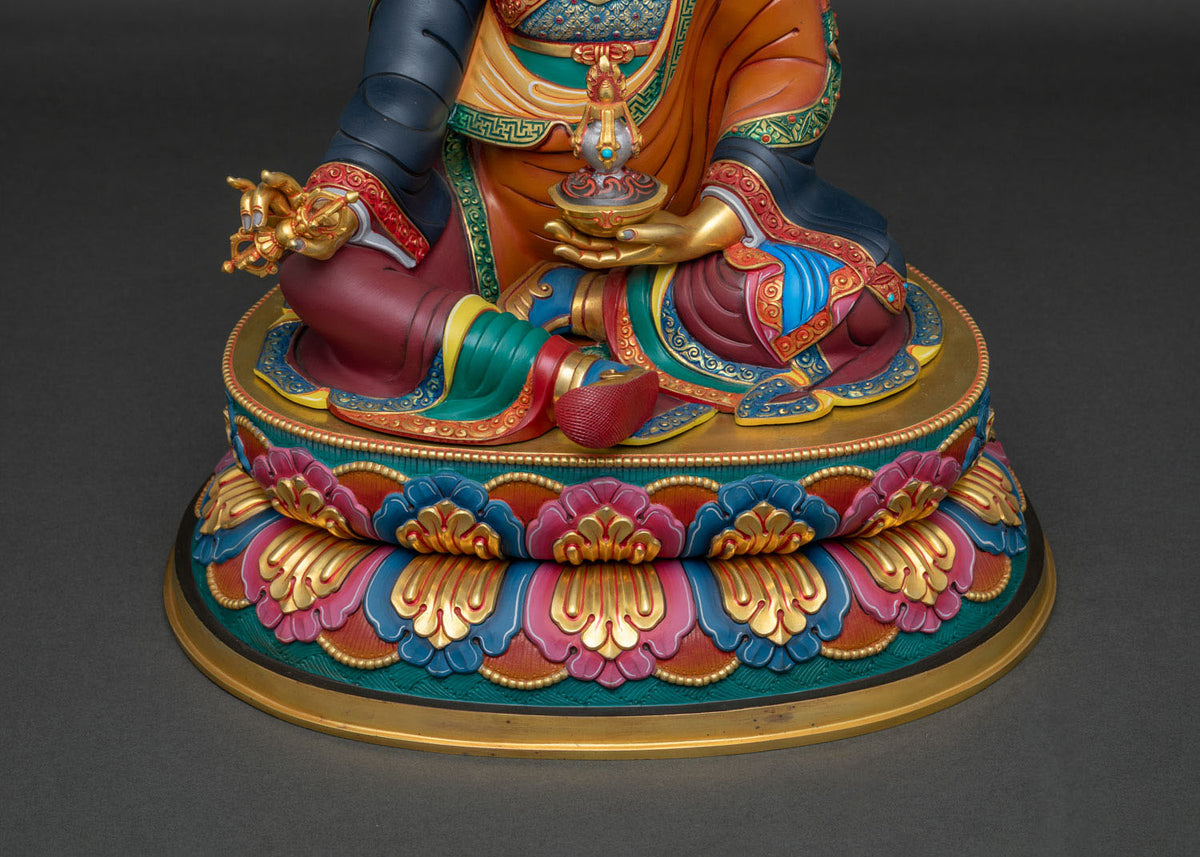 Guru Rinpoche Statue (50cm) | Hand-Painted Buddhist Copper Sculpture