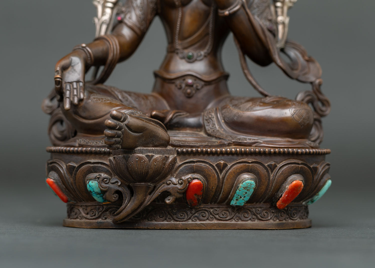 Goddess Green Tara Statue | Oxidized Copper Buddhist Sculpture