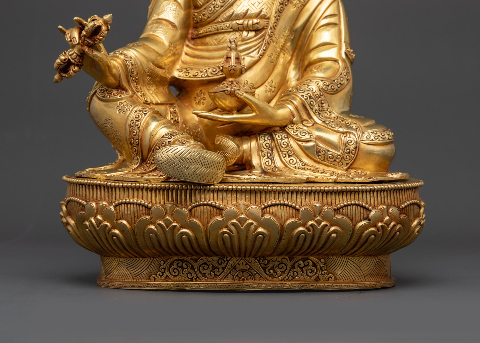 Authentic Guru Rinpoche Sculpture | Gold Fire-Gilded Buddhist Statue