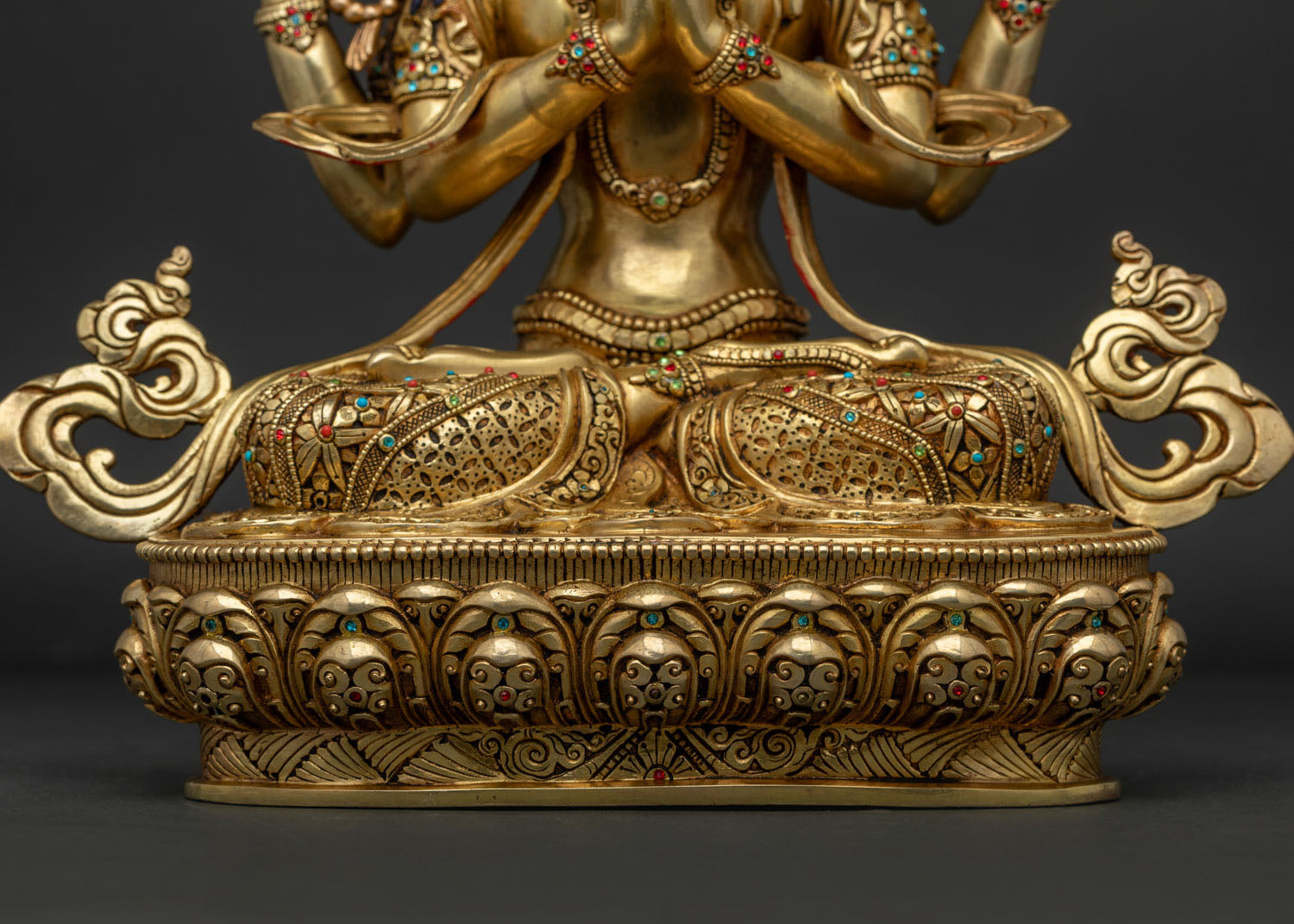 Handmade Nepali Chenrezig Statue | Four-Armed Compassion Deity