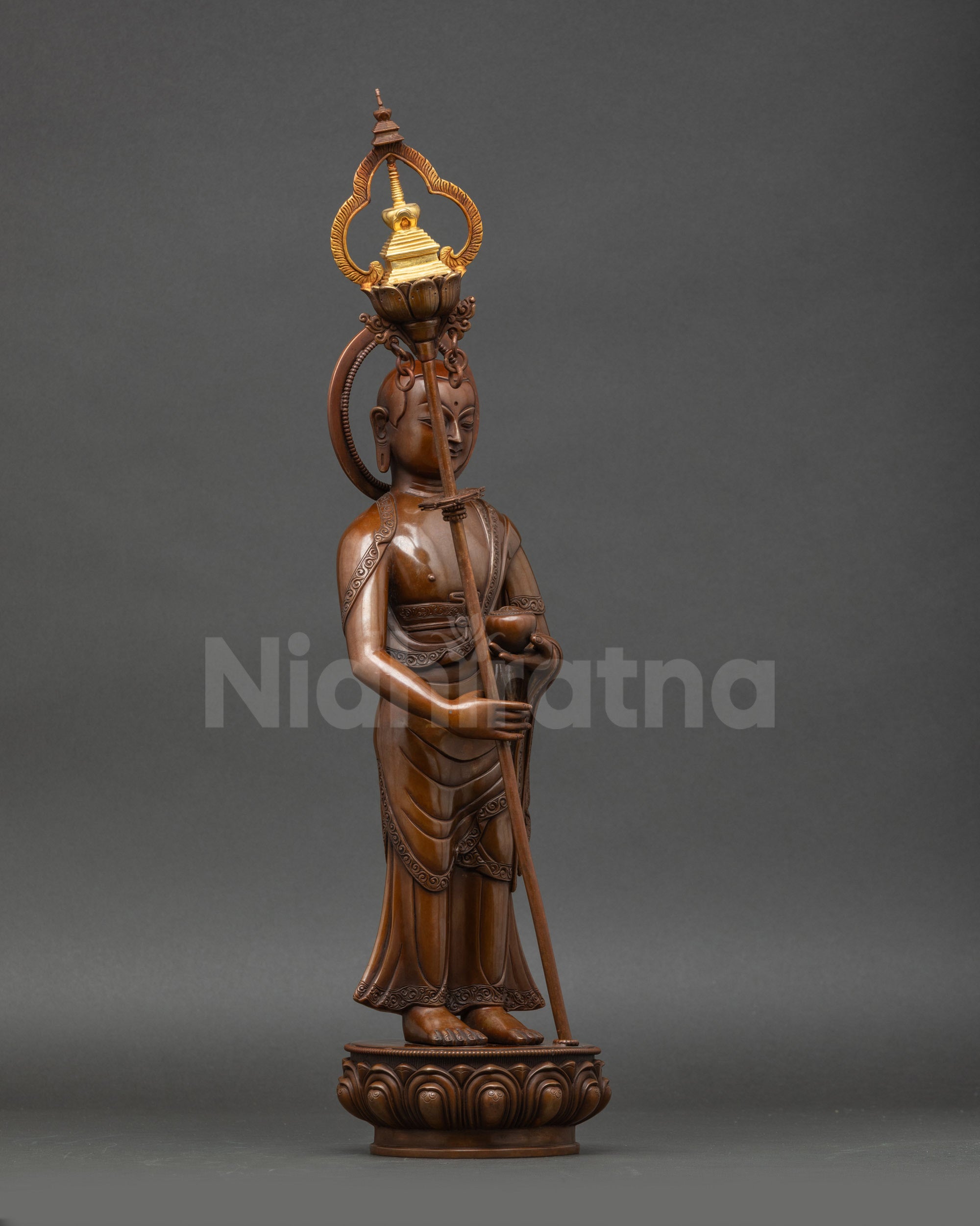 Hand-carved Sculpture of Buddha's Two Disciples