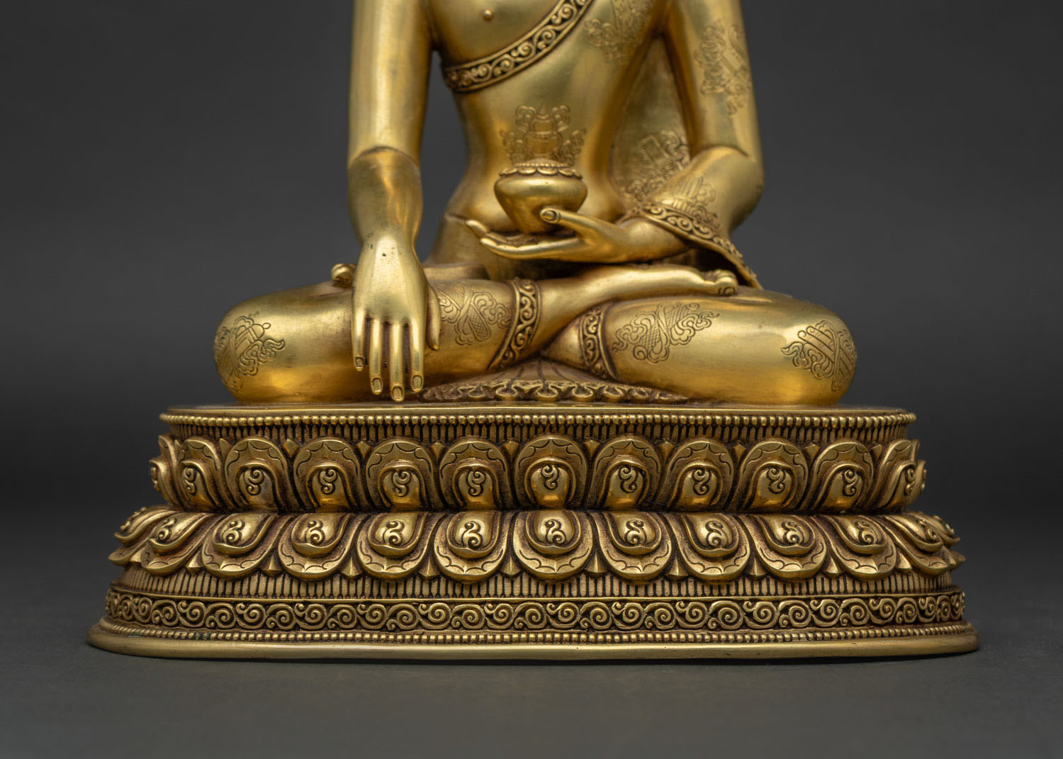 Crowned Three Buddha Set Statue | Traditional Newari Craft & Art