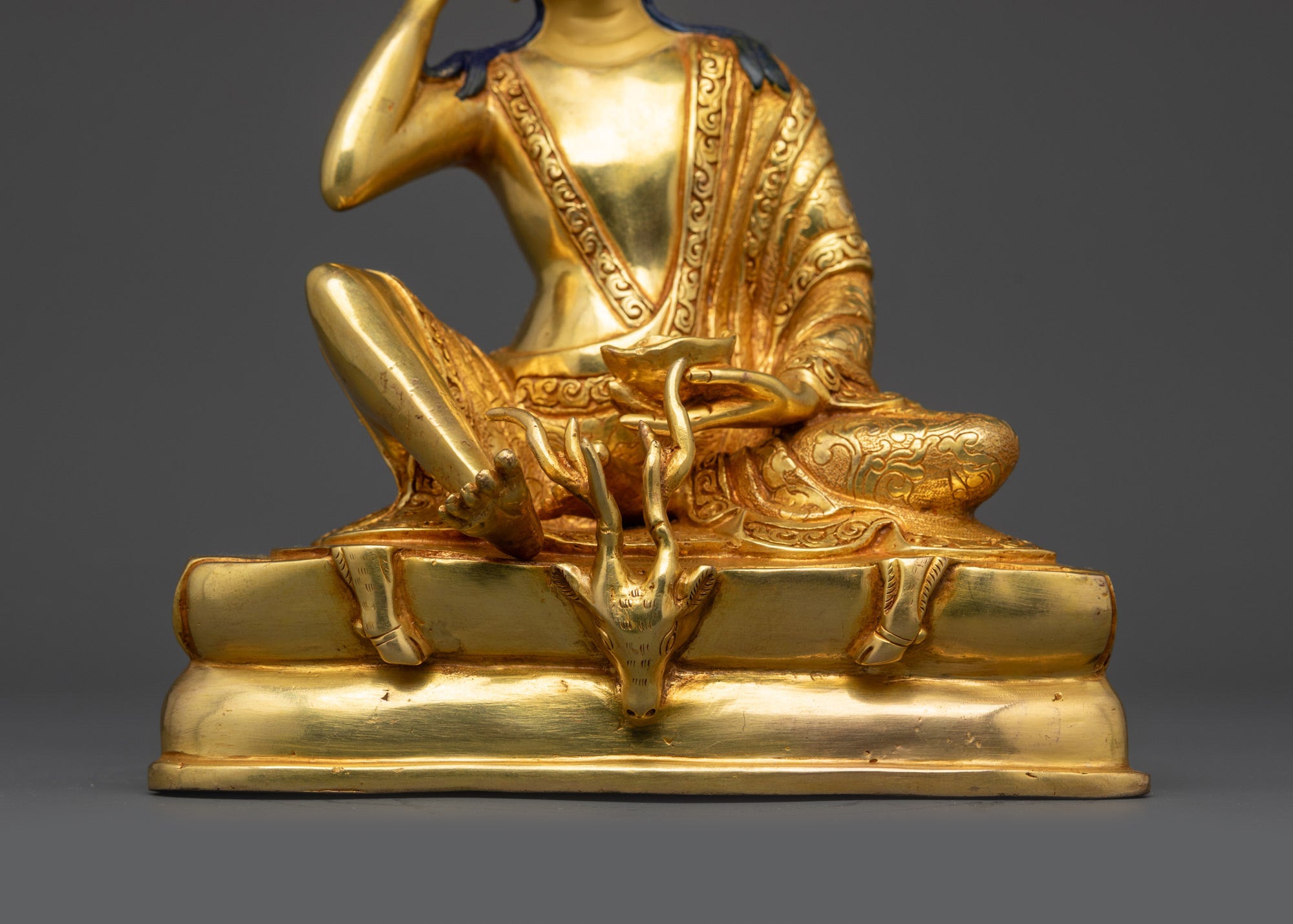 Milarepa Statue | Gold Fire-Gilded Tibetan Sage for Spiritual Spaces