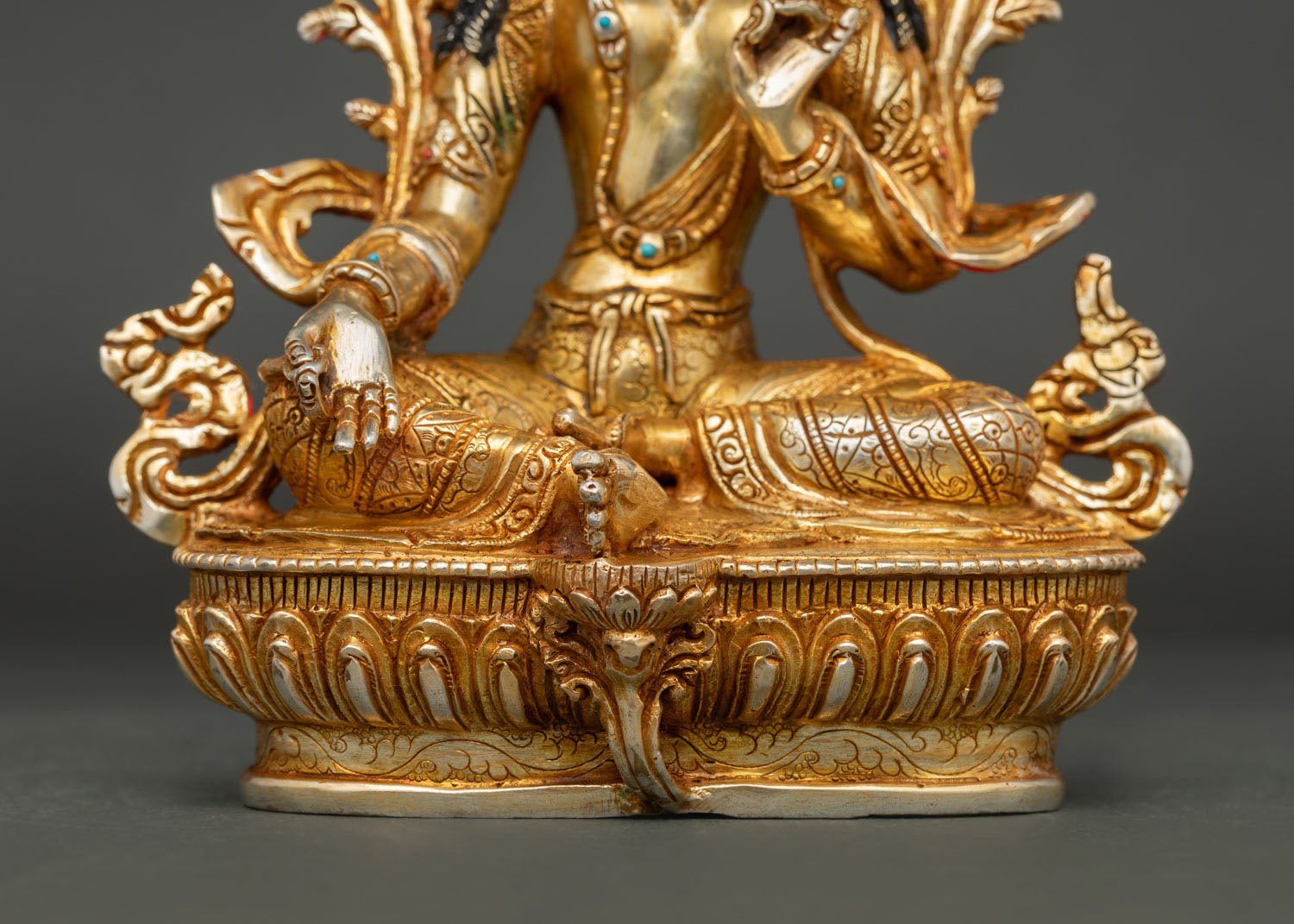 Green Tara Statue | 24K Gold Gilded Copper Artwork