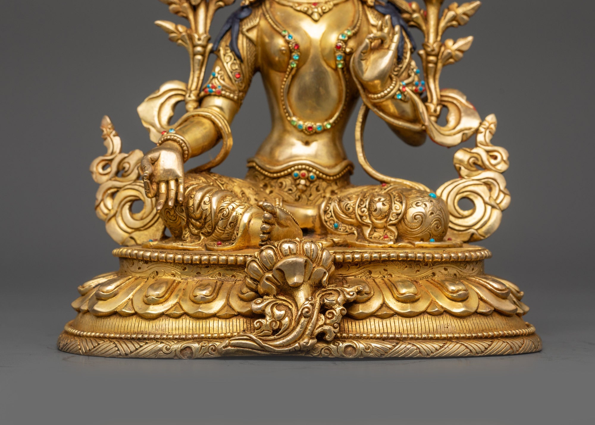 Compassionate Green Tara Statue | Buddhist Sculpture for Altar Decor