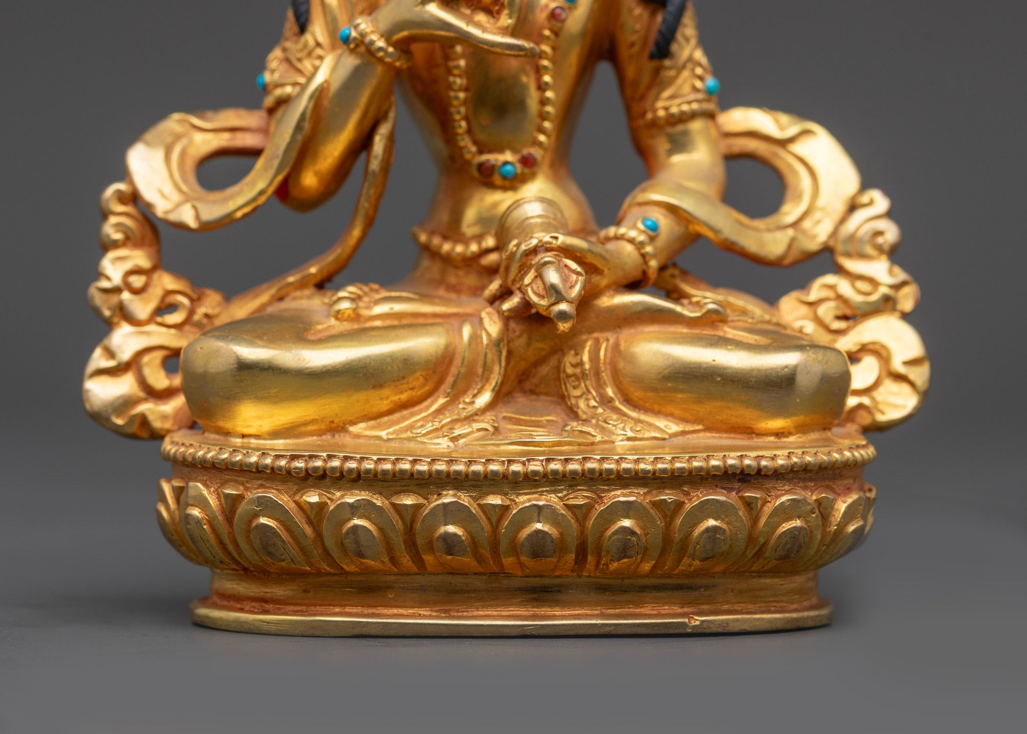 Tibetan Dorje Sempa Sculpture | 24K Gold-Gilded Copper Altar Figurine