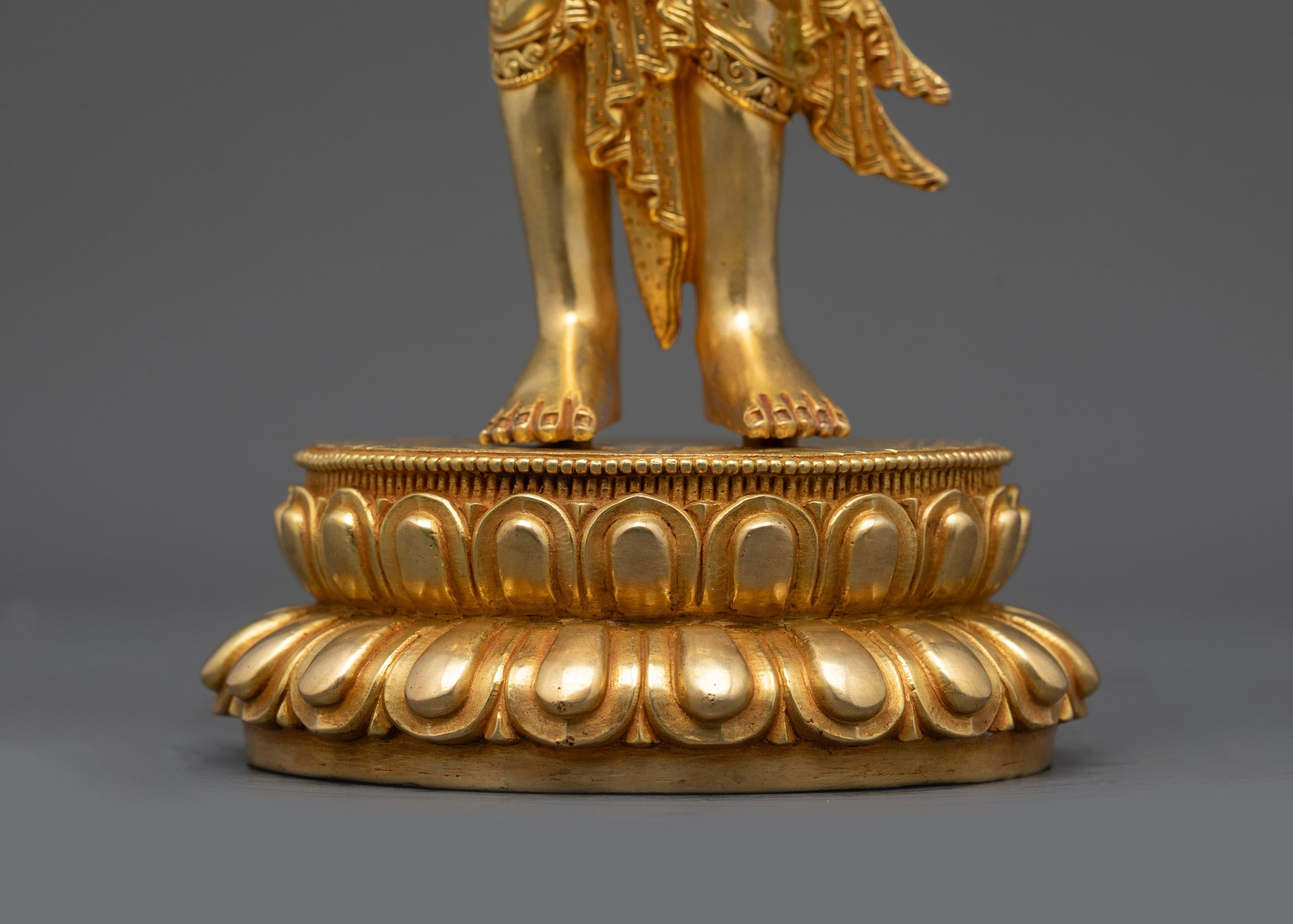 24K Fire Gold-Gilded Padmapani Statue | Avalokiteshvara for Meditation