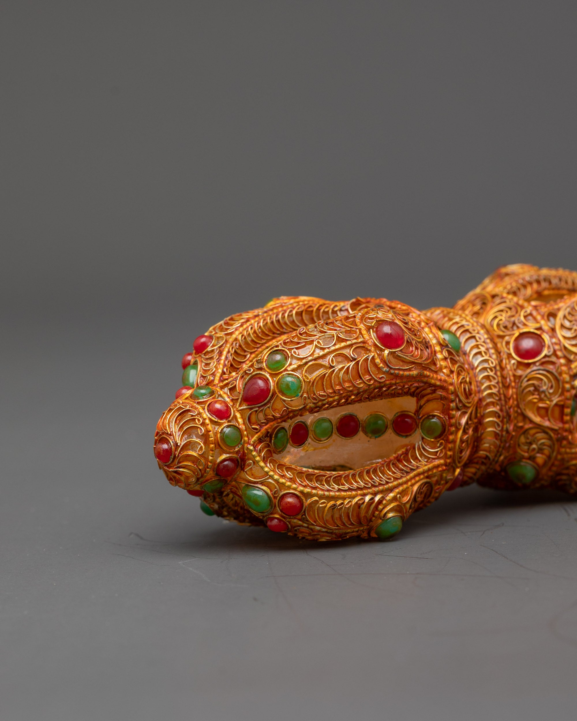 Copper Dorje with Crystal Core | Handcrafted Ritual Vajra from Nepal