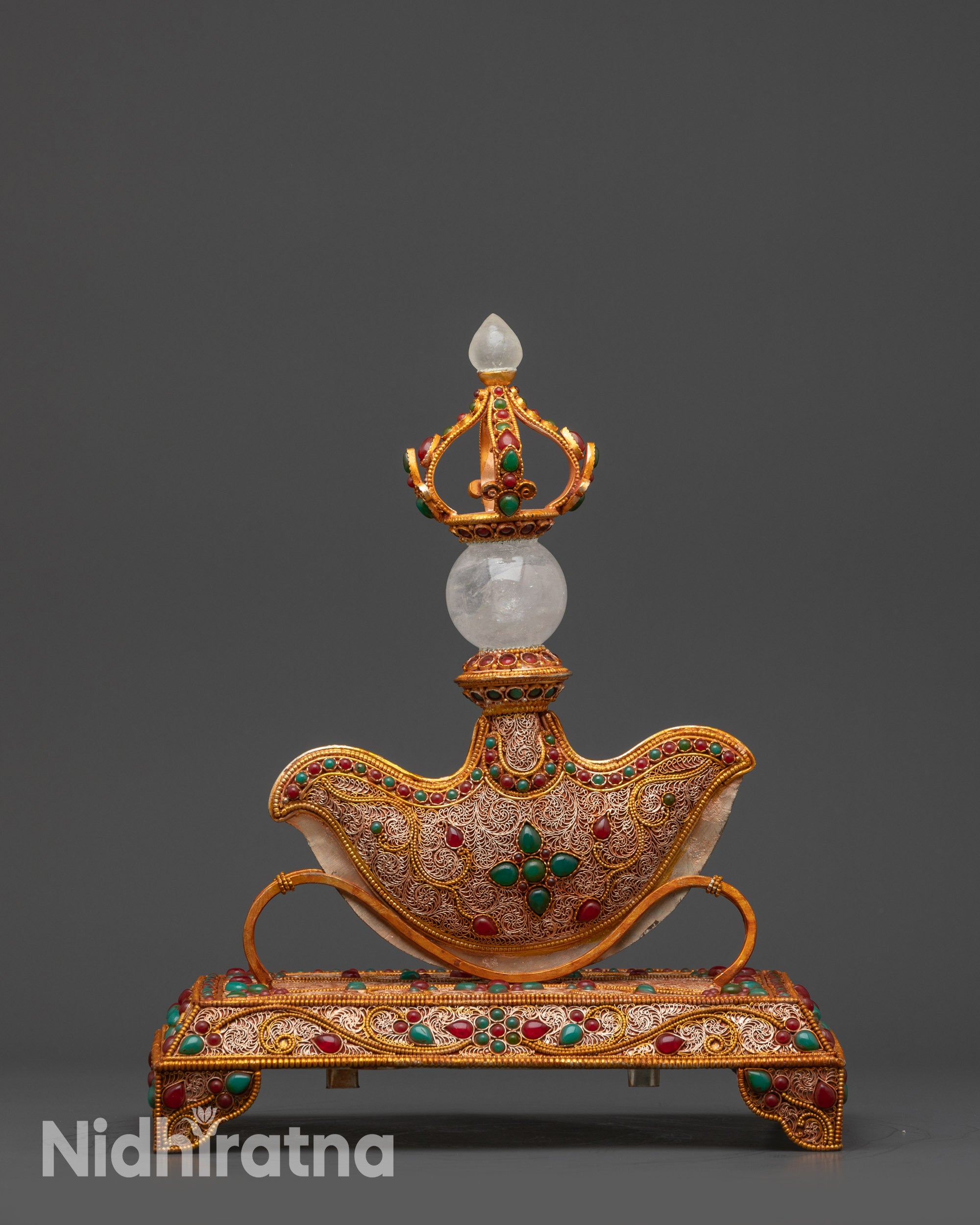 13" Hand-Carved Kartika Ritual Dagger with Throne | Ceremonial Tool