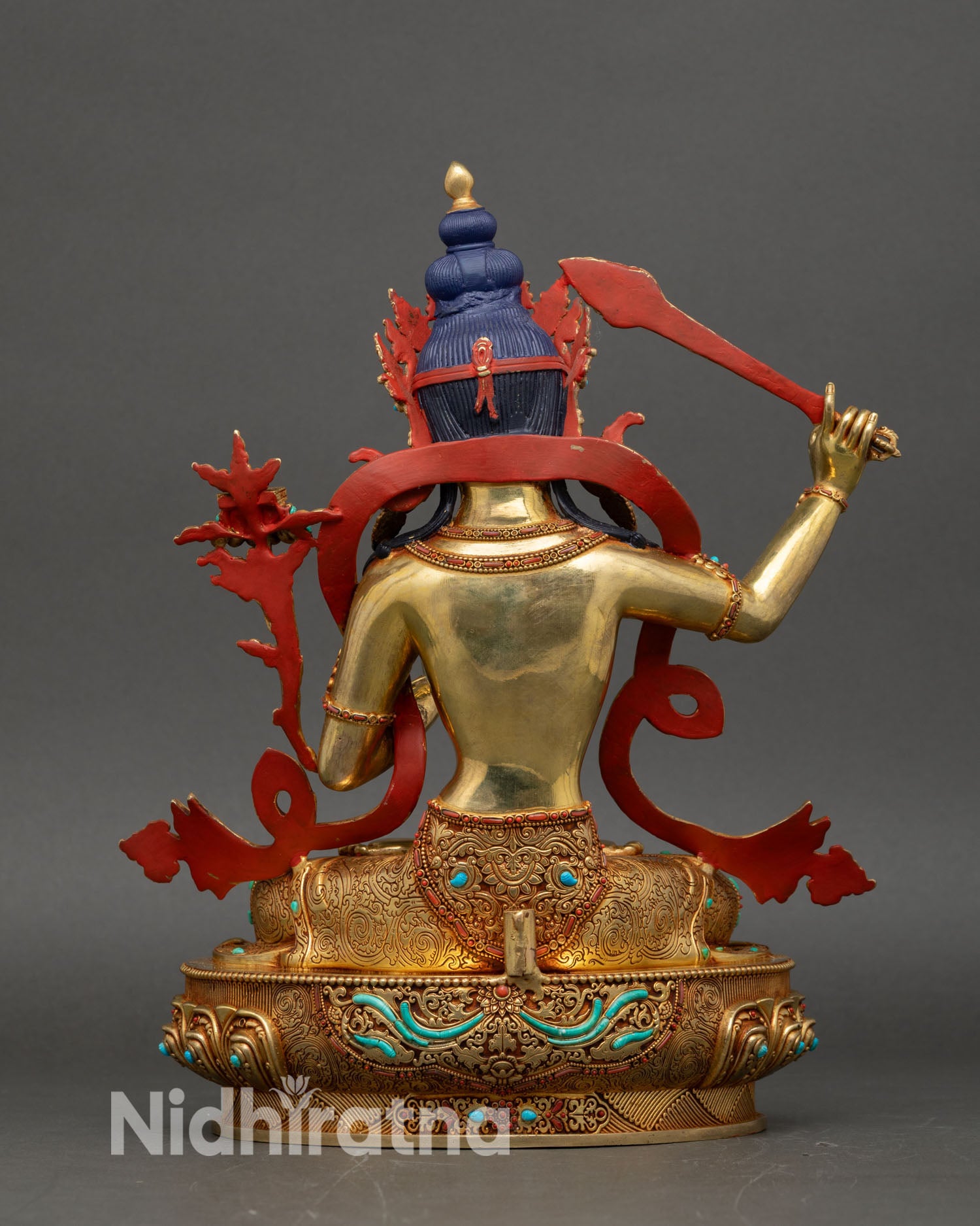 Golden Manjushri Statue | Gold Fire-Gilded Buddhist Art