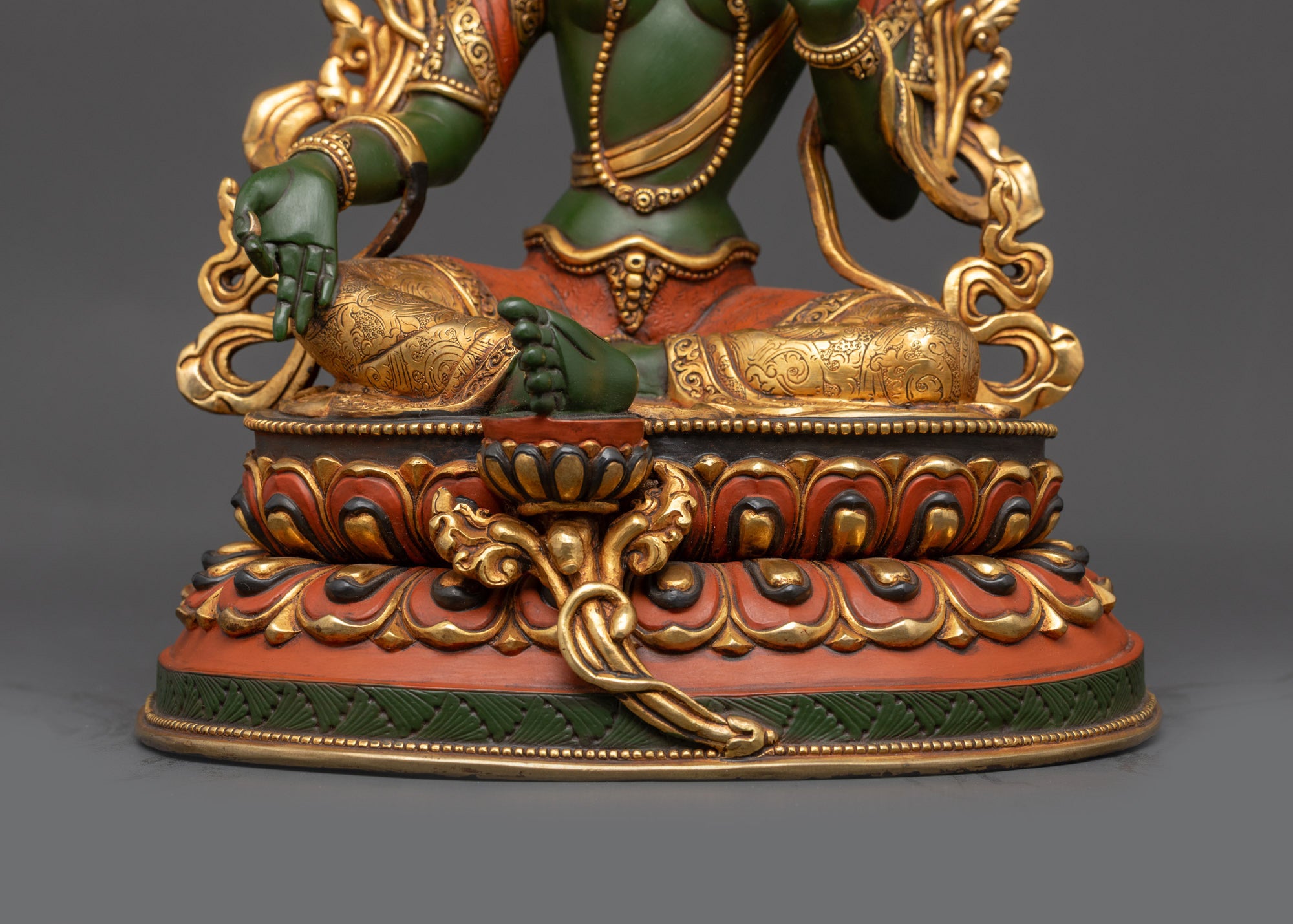 Vibrant Meditative Green Tara Sculpture | Meditation and Spiritual Decor