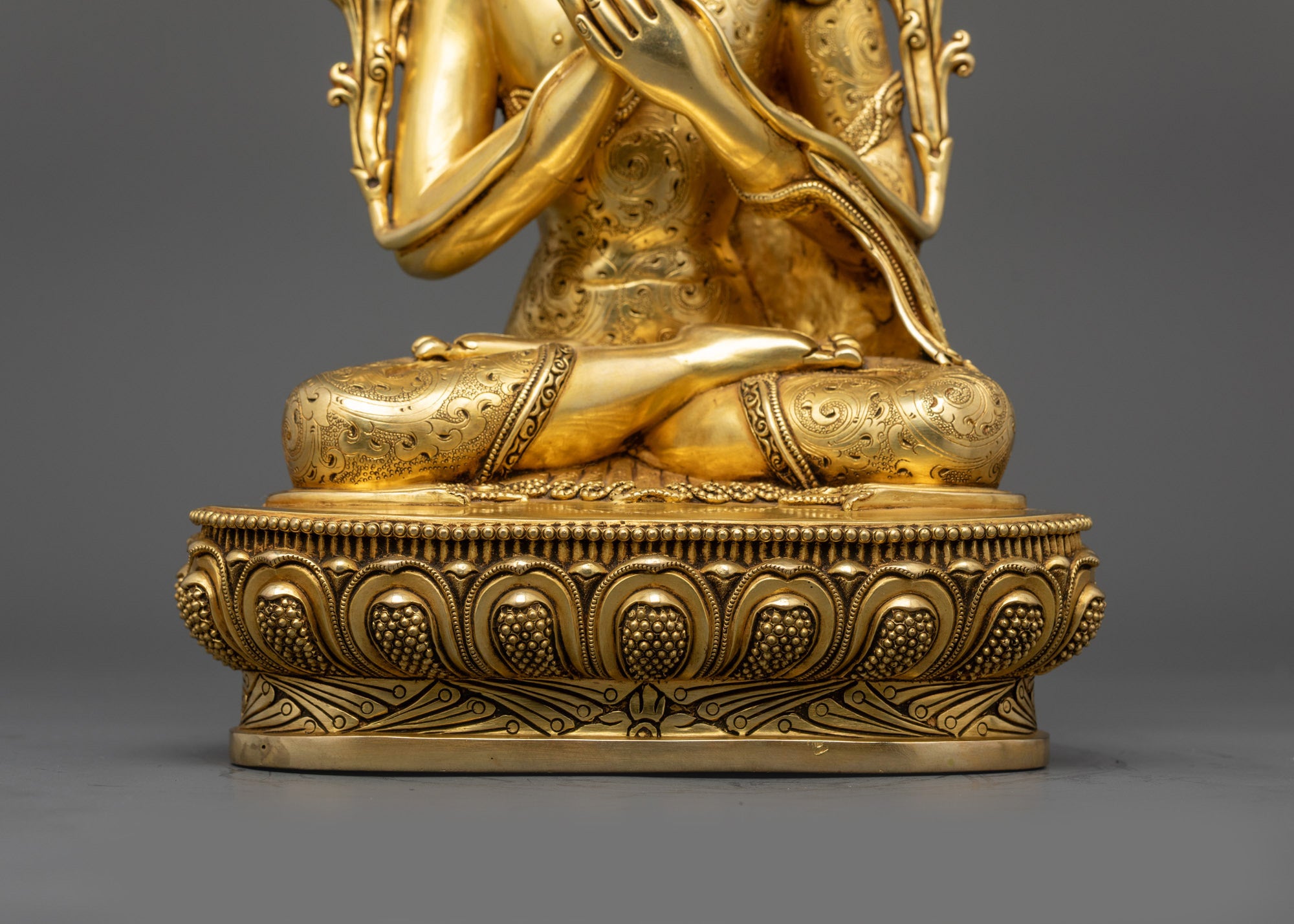 12" Exquisite Gold-Gilded Maitreya Buddha Sculpture | Future Enlightenment