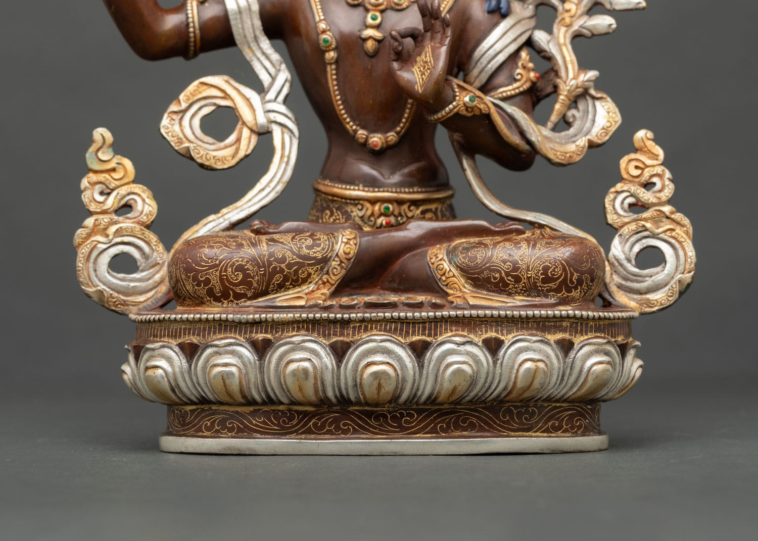 Oxidized Copper Manjushri Statue | Wisdom Deity Artwork