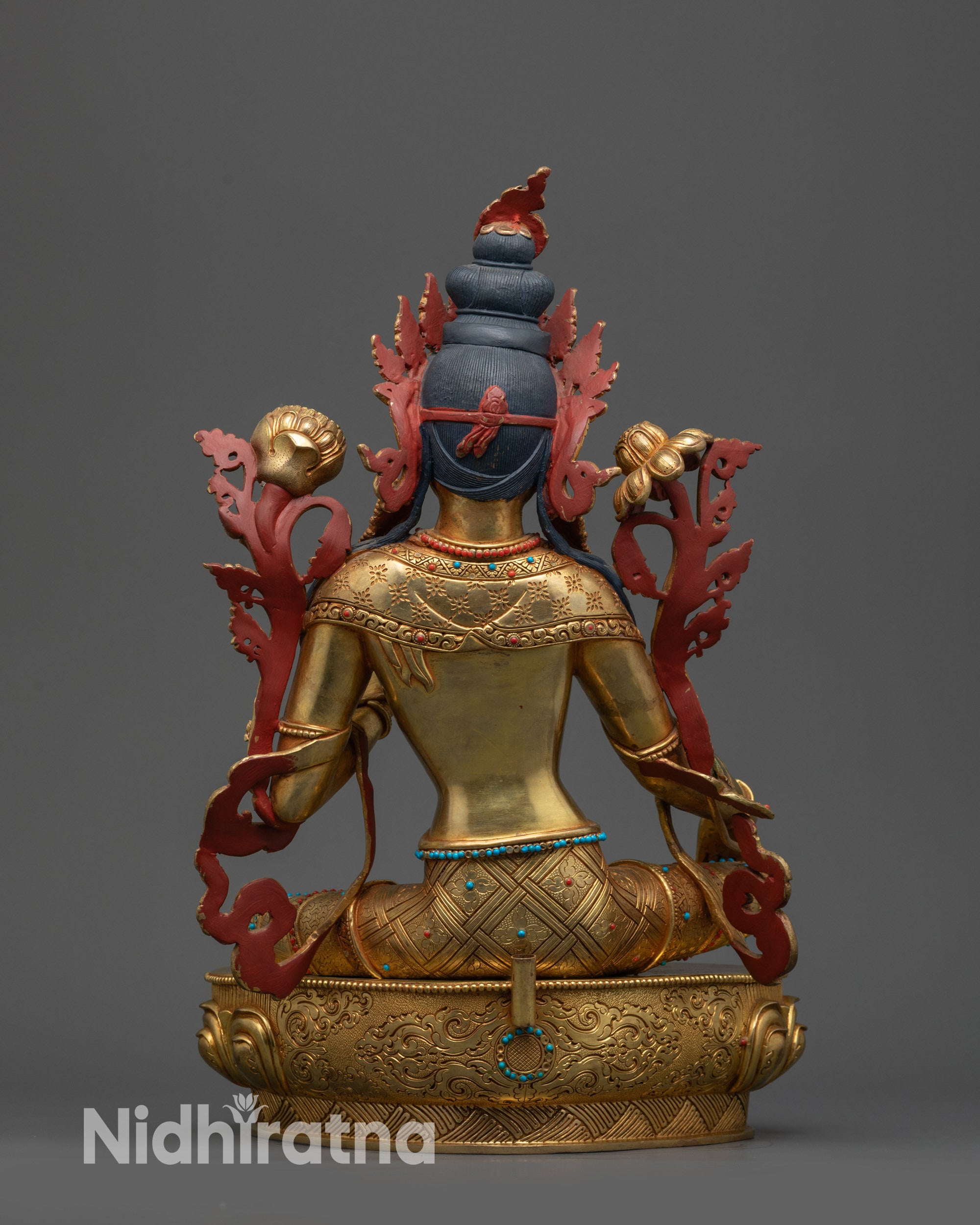 24K Gold Fire-Gilded Green Tara Statue | Meditation and Altar Decor