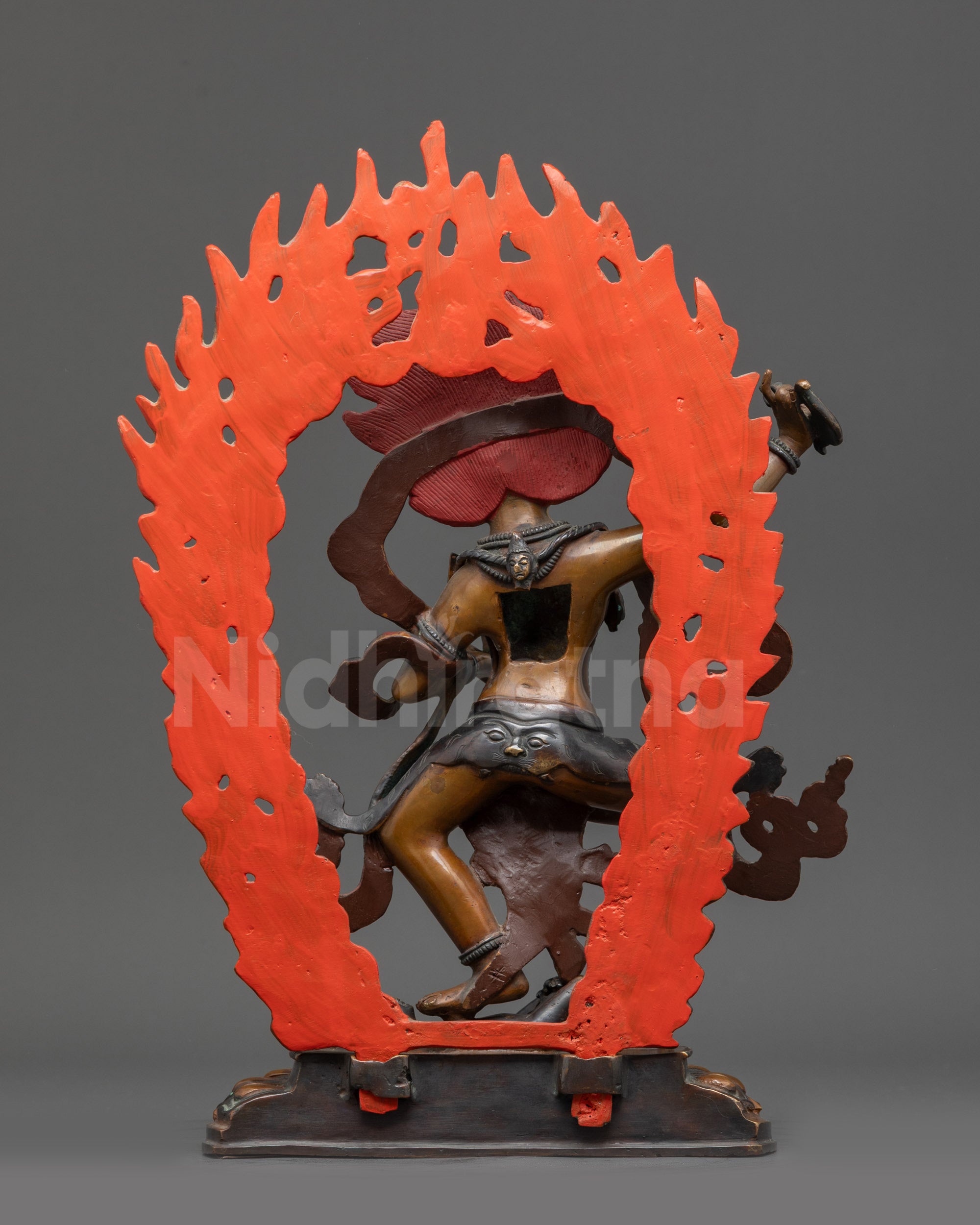 Oxidized Statue of Simha Mukha | Fierce Lion-Headed Protector for Altar