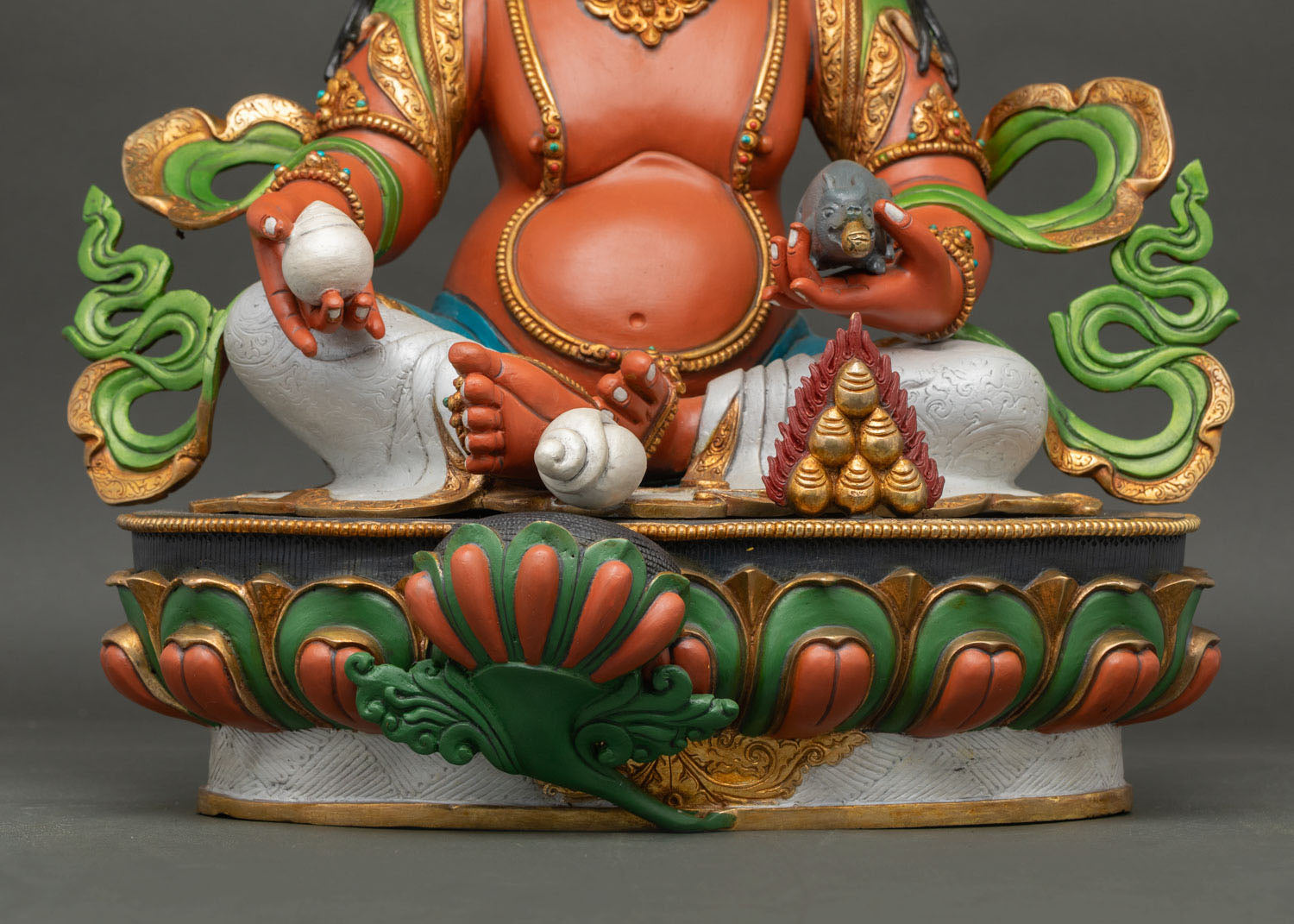 Yellow Dzambhala Copper Statue | Buddhist Guardian of Abundance