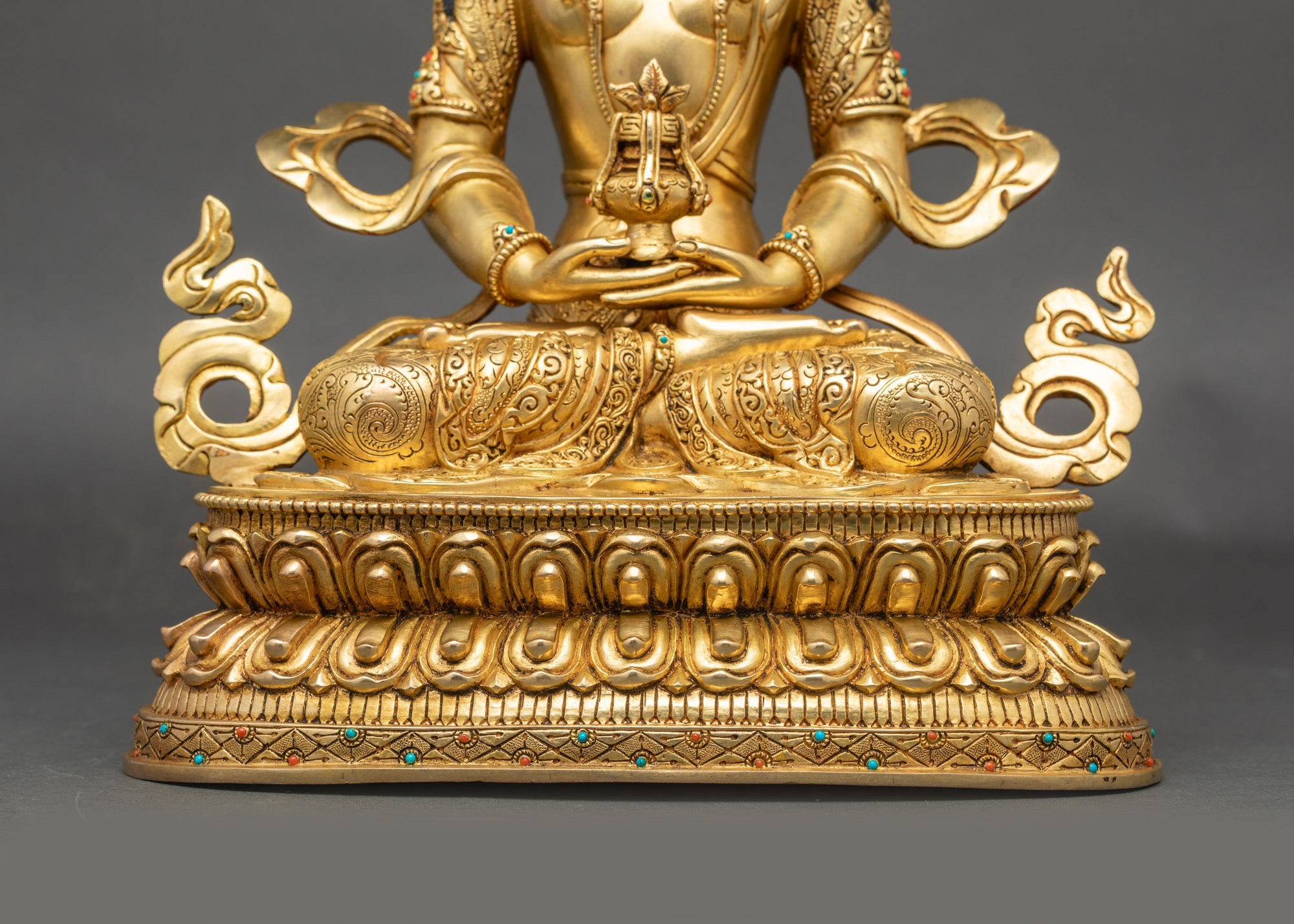 Traditional Amitayus Sculpture | Handmade Copper Longevity Buddha Idol