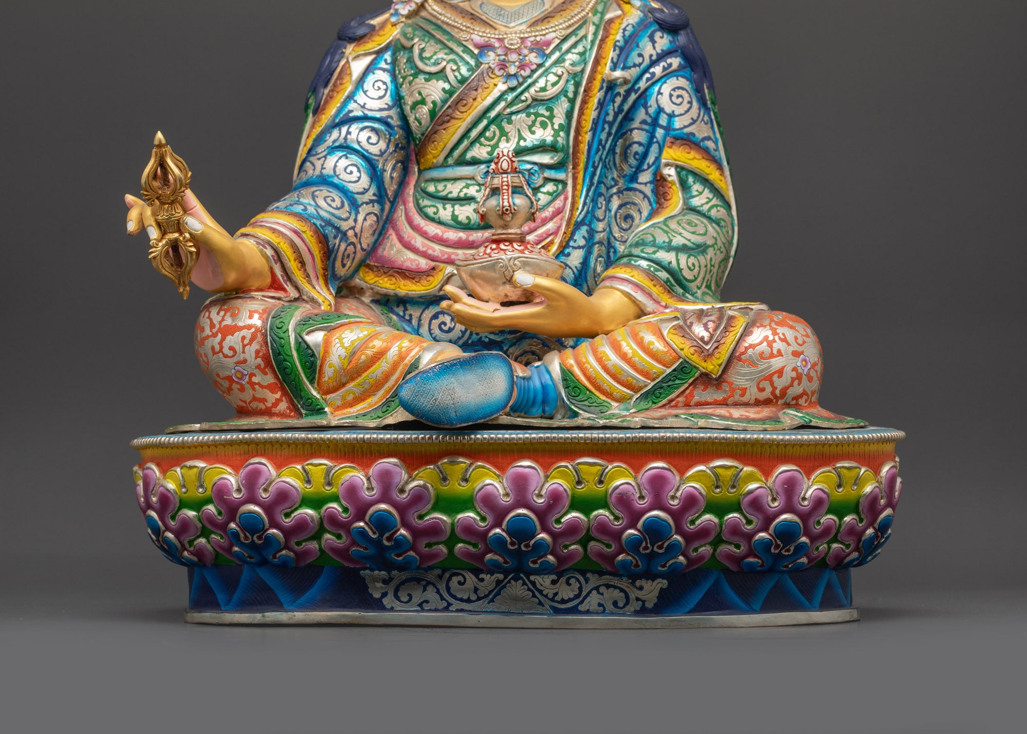 Colorful Guru Padmasambhava Statue | Hand-Painted Artwork from Nepal