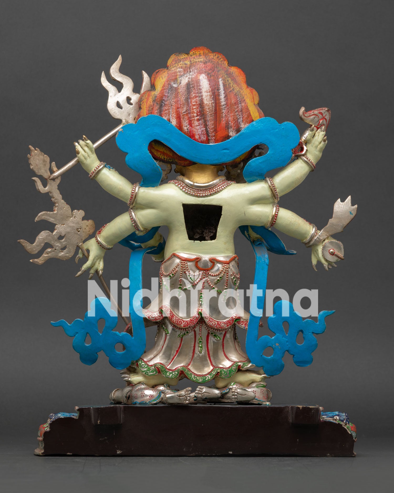 Hand-Painted White Mahakala Statue – Remover of Financial Obstacles