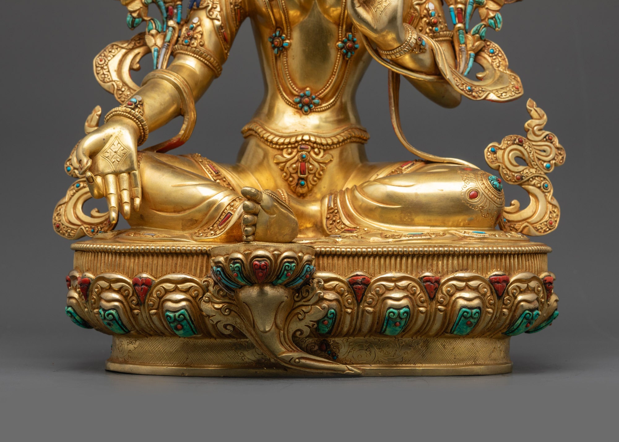 Manifest Tranquility with Green Tara Sculpture | Nepalese Buddhist Art