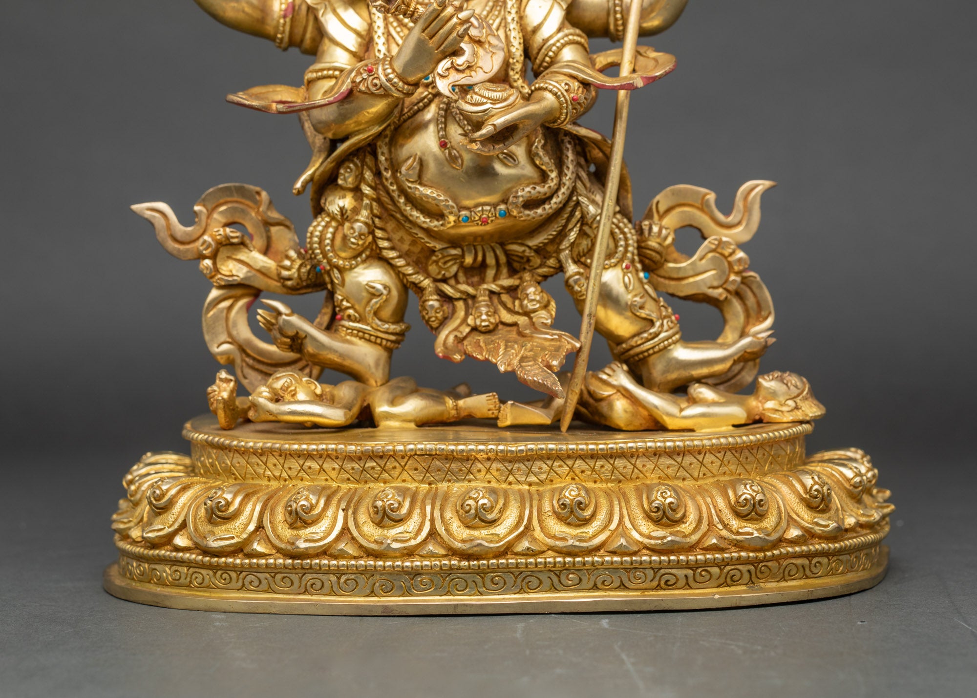 Handmade Four-Armed Mahakala Statue | Wrathful Guardian of Dharma