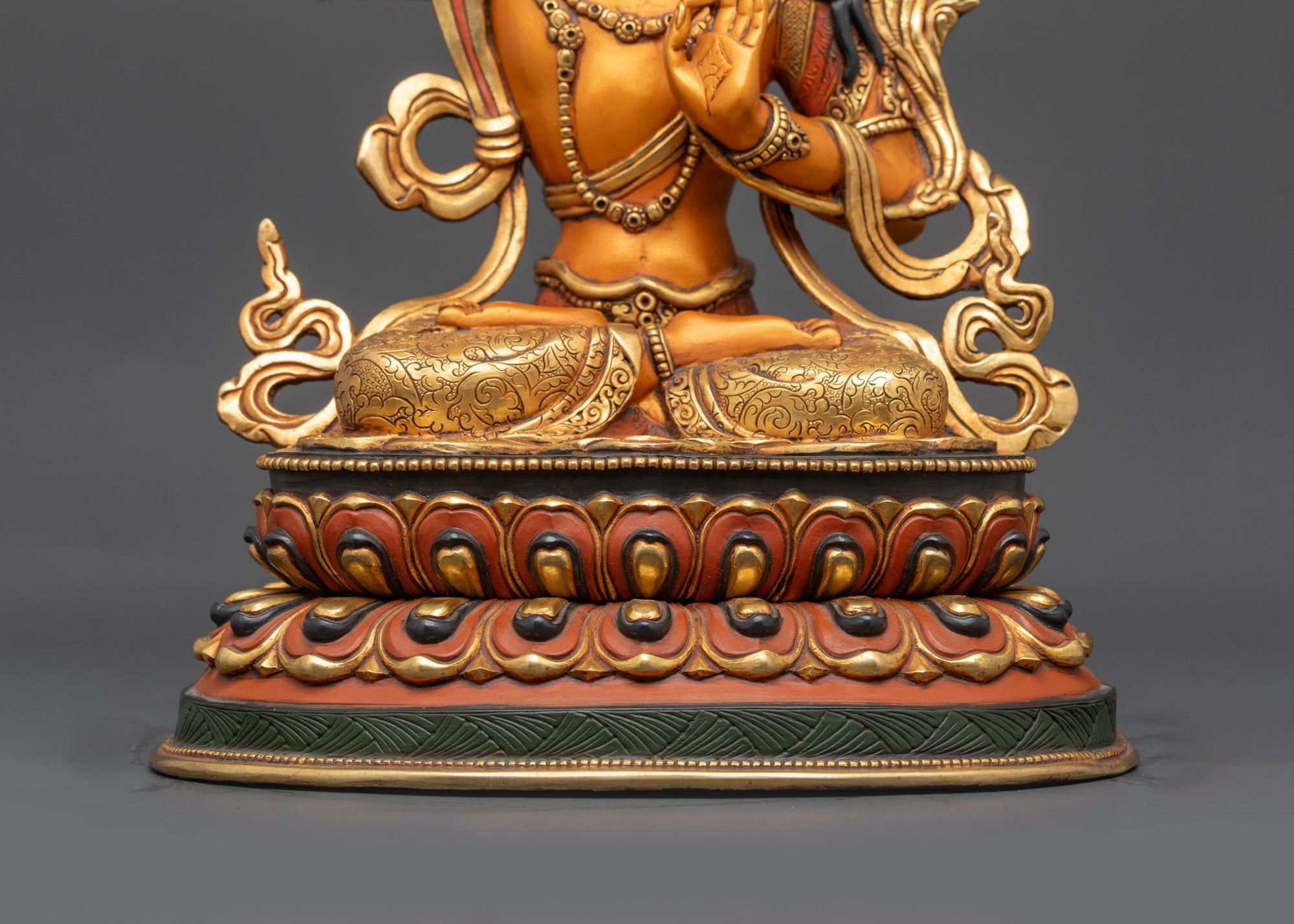 Hand-painted Bodhisattva Manjushri Statue | Tibetan Buddhist Sculpture