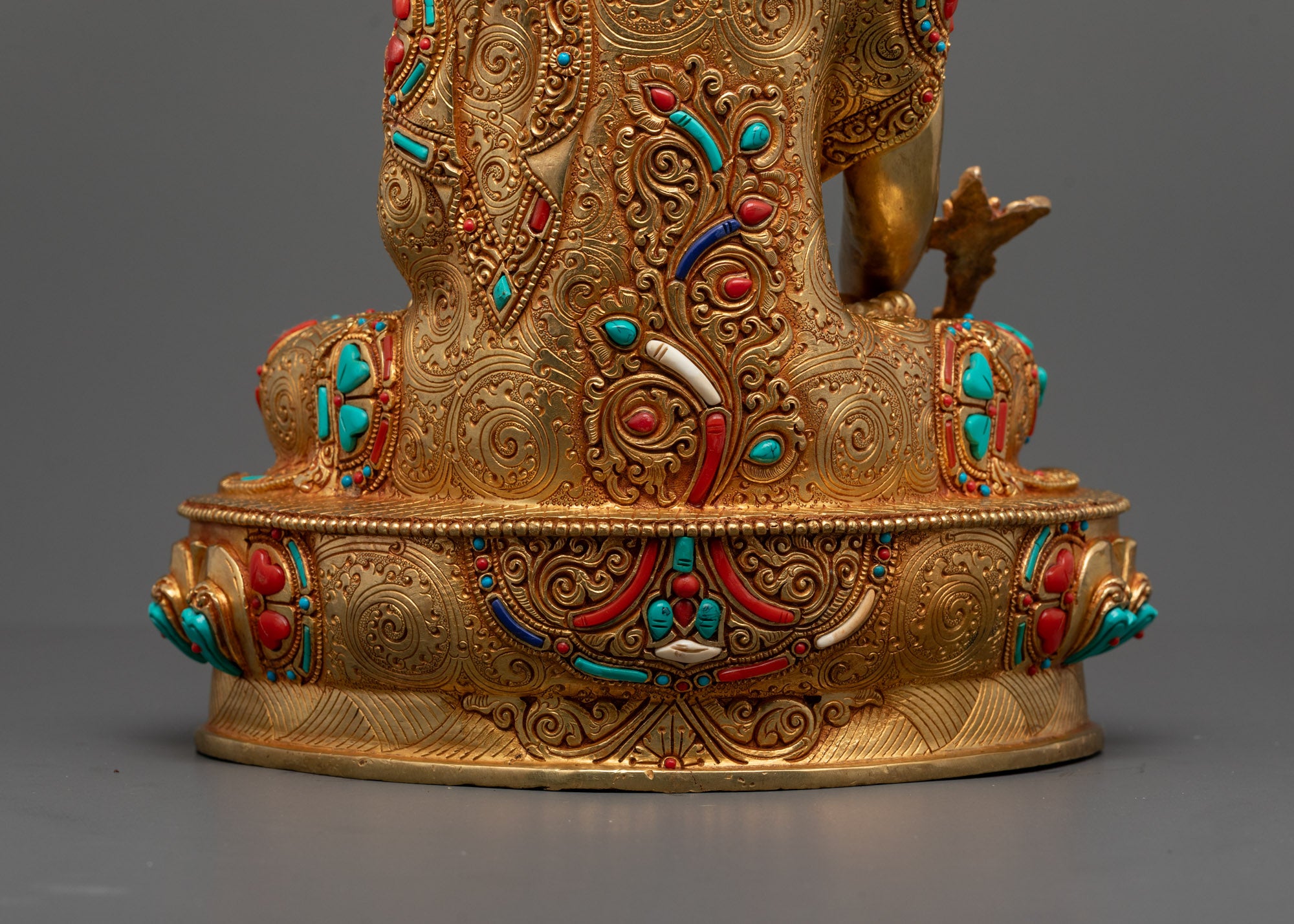 24k Fire Gold Gilded Medicine Buddha (Vaidurya Prabha Raja) statue