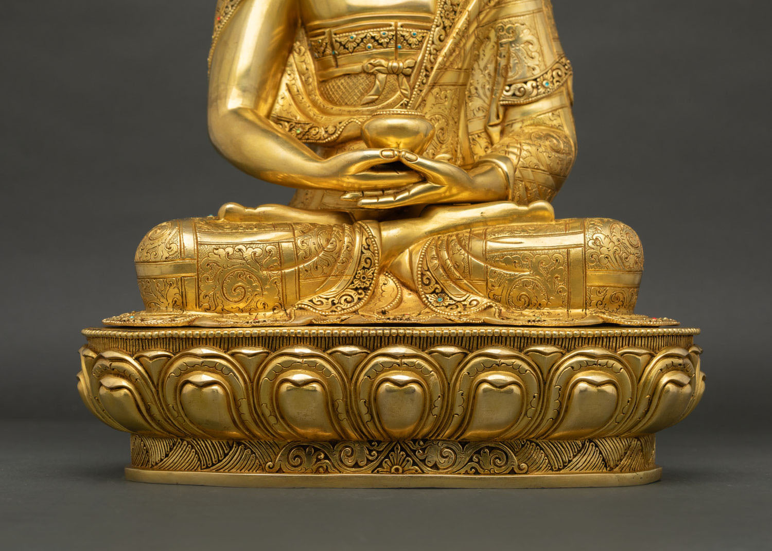 Amitabha Buddha Statue | 24K Gold Copper Meditation Figurine