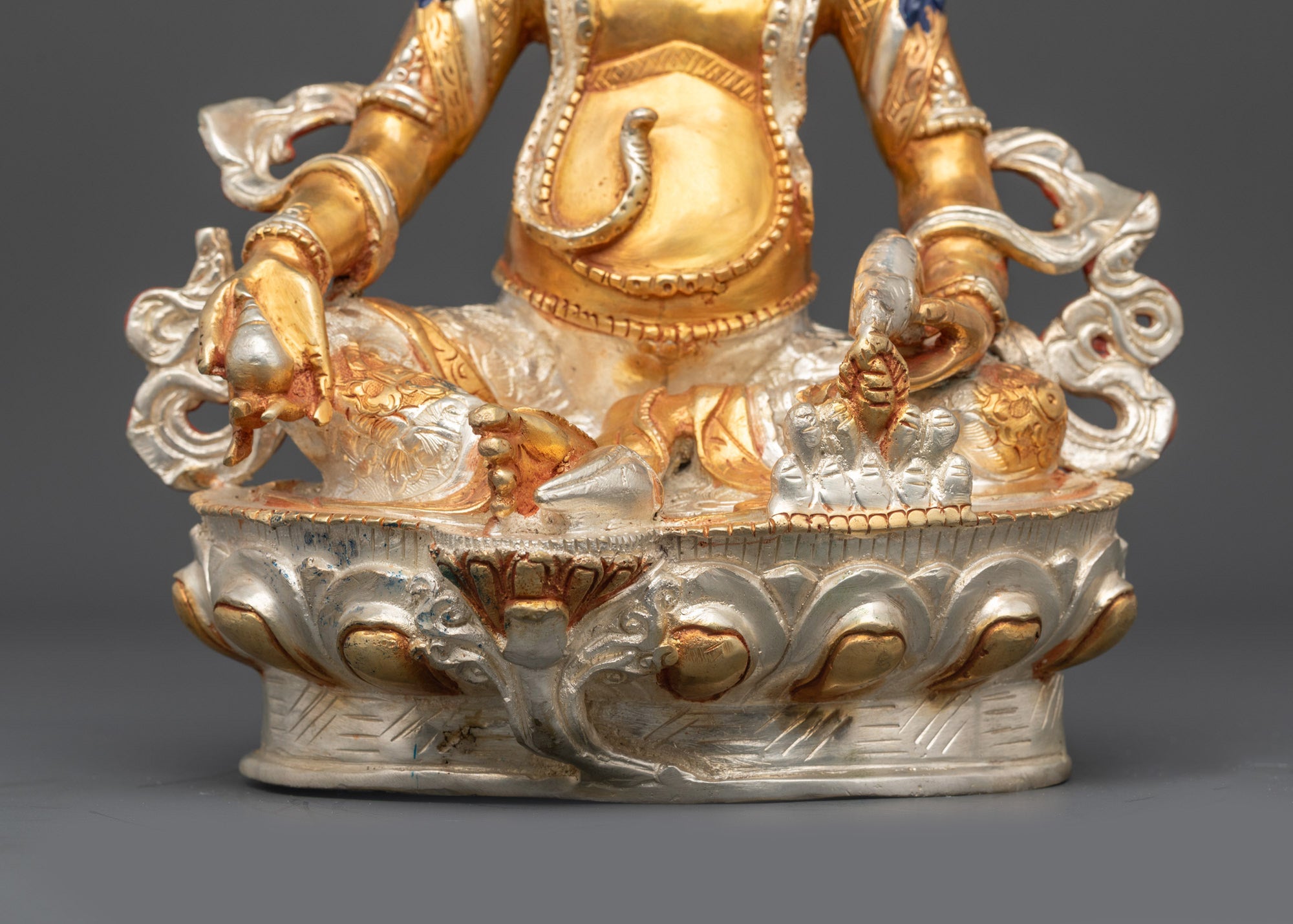 Yellow Dzambhala Statue | Traditional Himalayan Buddha of Wealth