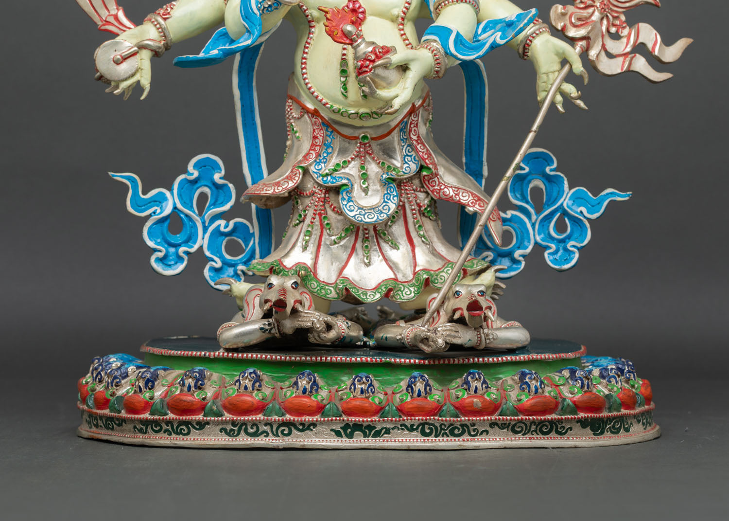 Hand-Painted White Mahakala Statue – Remover of Financial Obstacles