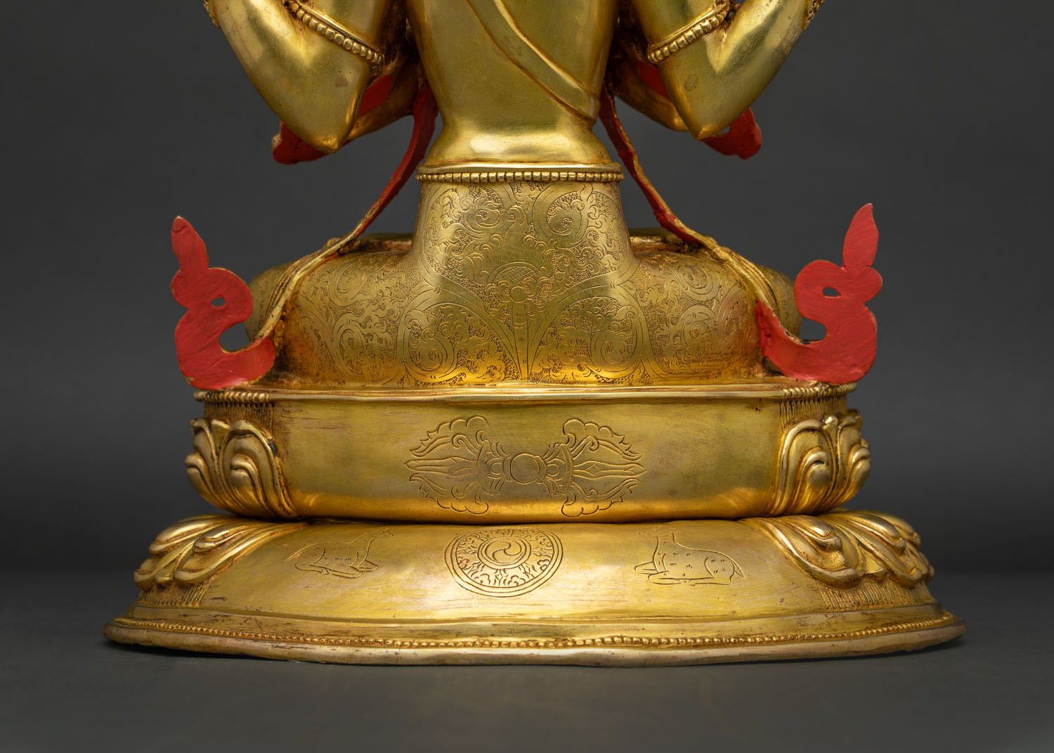 Four-armed Chenrezig Statue – 24K Gold Fire-Gilded Buddhist Sculpture