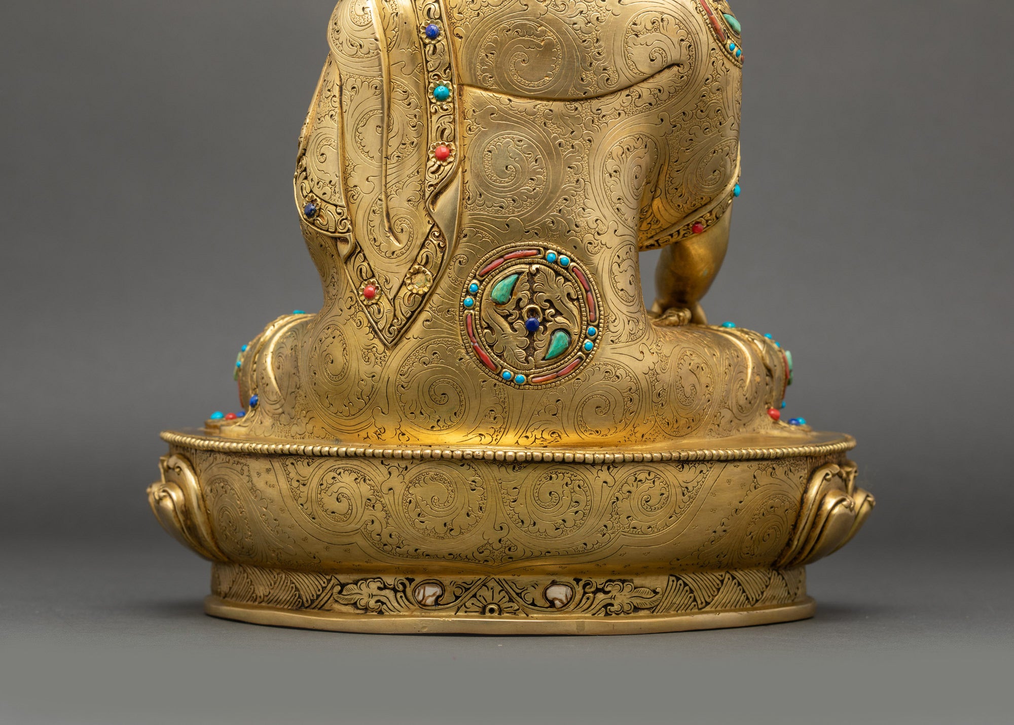 Shakyamuni Buddha Statue | Golden Lotus Meditation Icon from Nepal
